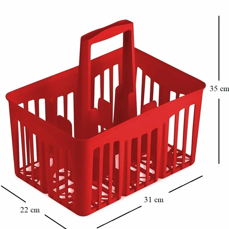 VIRSUS Portabottiglie in Plastica 31x22x35 cm 6 Scomparti Impilabile con Manico Rosso