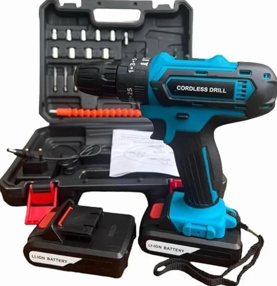 Trapano Avvitatore Cordless, 48V, Batteria al Litio, Kit Completo con 2 Batterie, Valigetta e Set Accessori