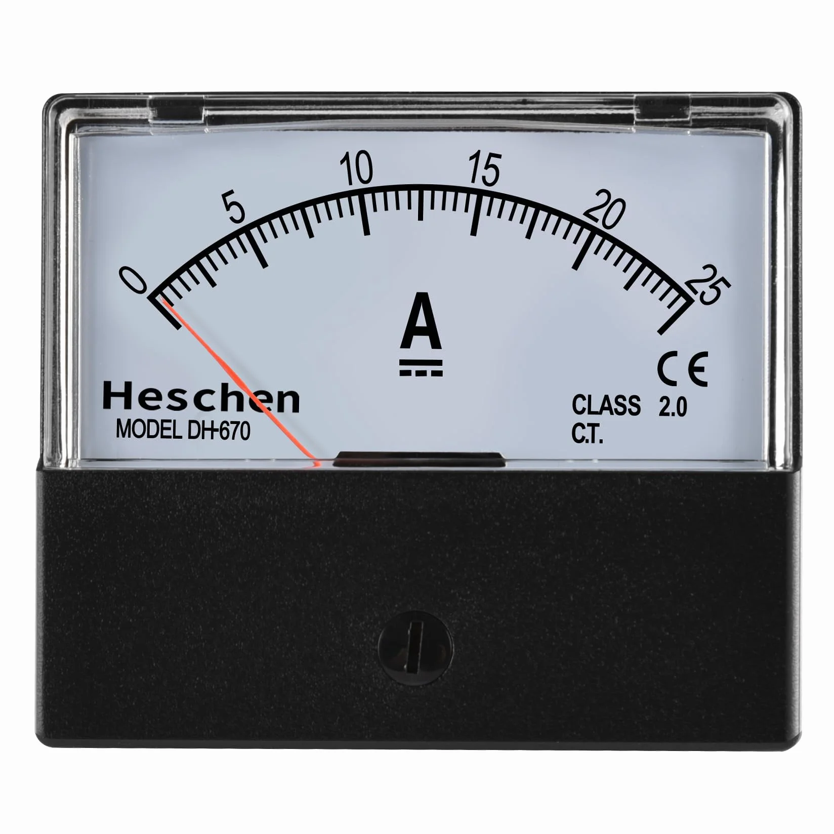 Heschen Tester dell'amperometro del misuratore di corrente montato su pannello rettangolare, DH-670, CC 0-25A, classe 2.0