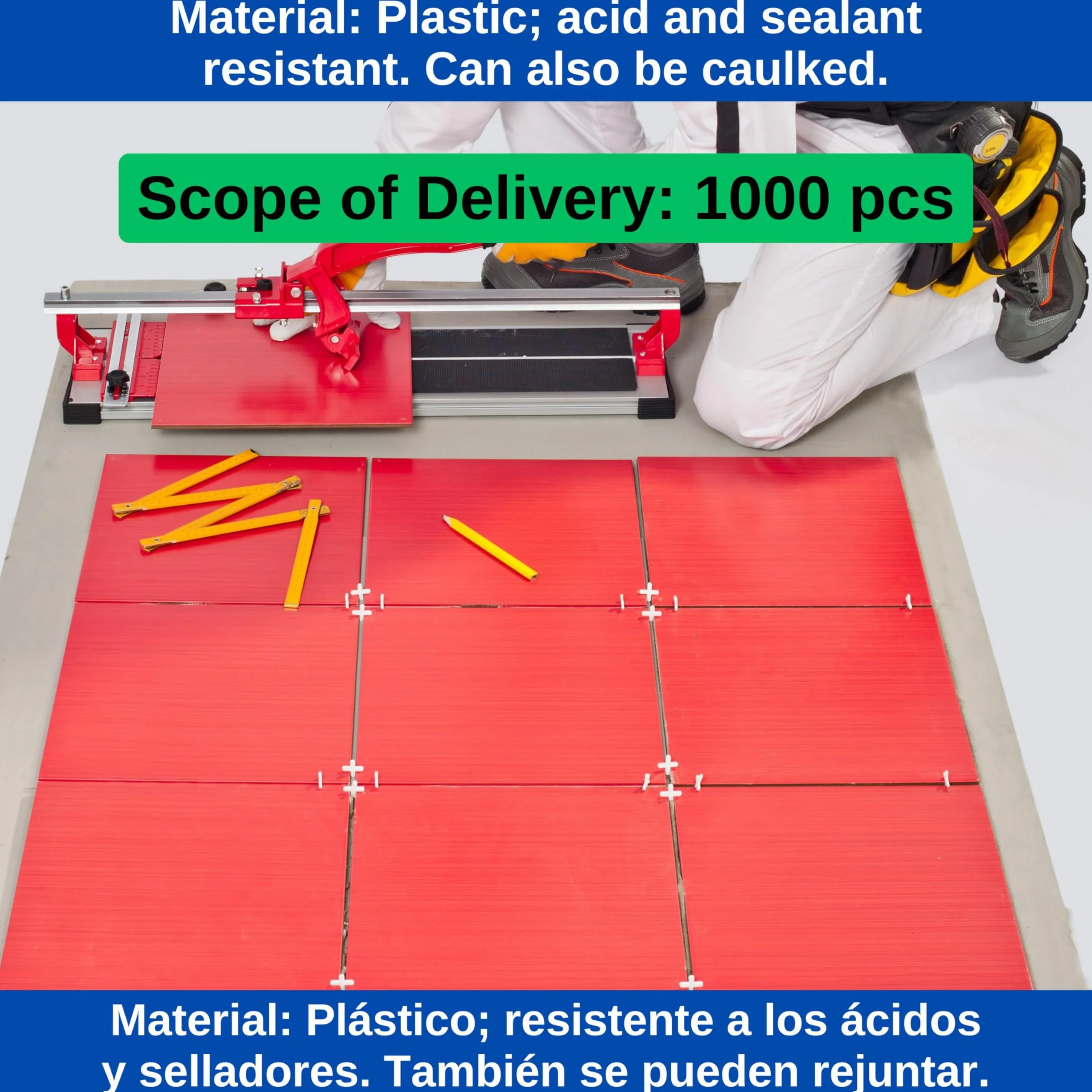 Crocette per piastrelle, spessore 4 mm, 1000 pz, Giunti a croce per una spaziatura uniforme durante la piastrellatura, Distanziatori per stuccatura piastrelle, Giunti distanziatori a croce plastica