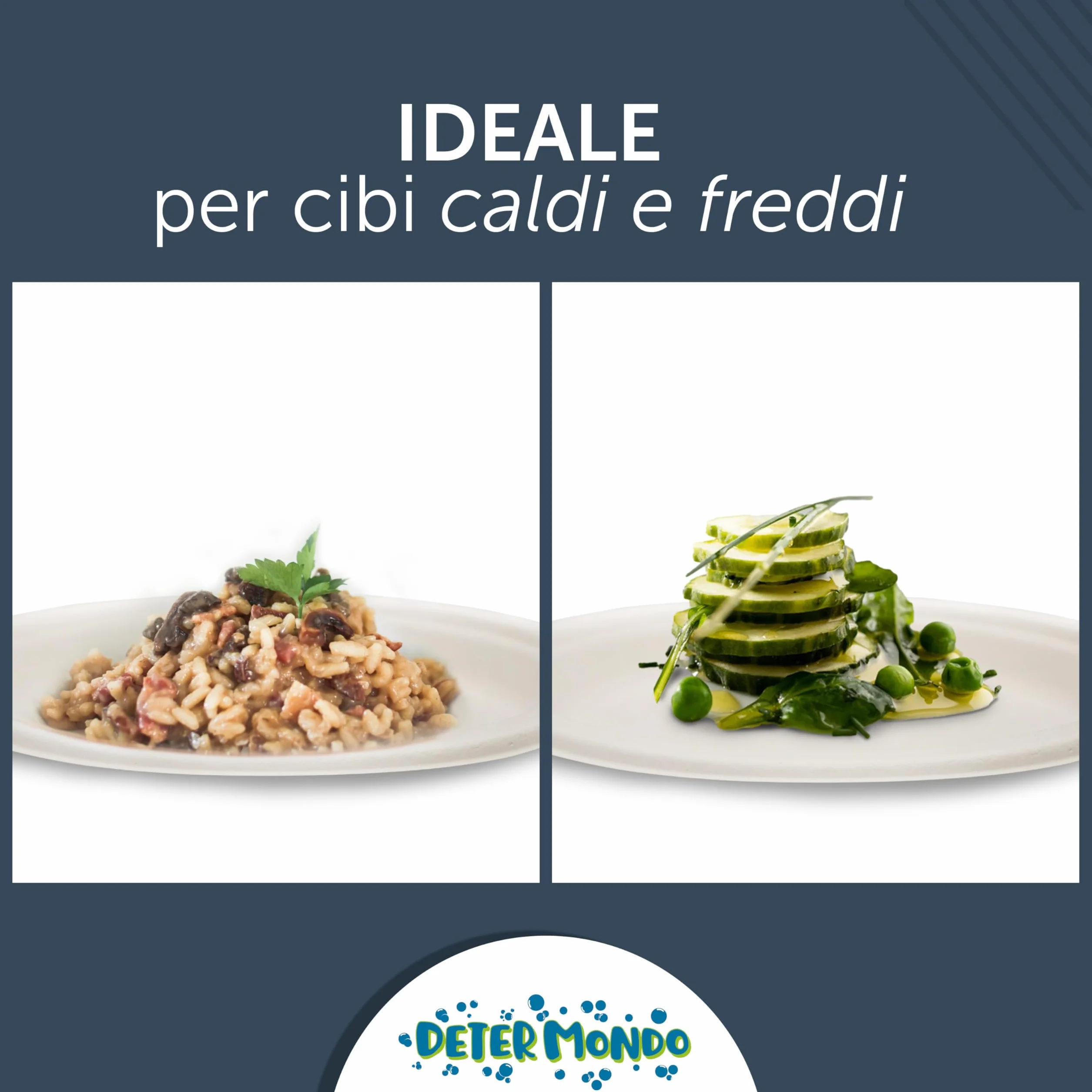 DETERMONDO Set di 150 Piatti Piani 23 cm in Carta Biodegradabile Compostabile per Feste e Catering