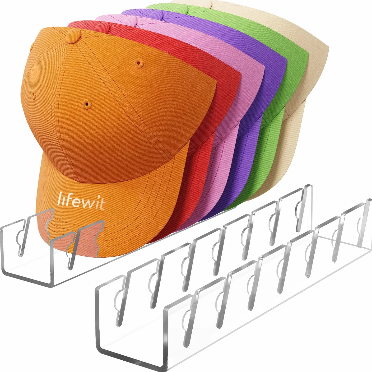 Lifewit 2 Pezzi Porta Cappellini con Visiera, Plastica Porta Cappelli per Berretto da Baseball, Trasparente