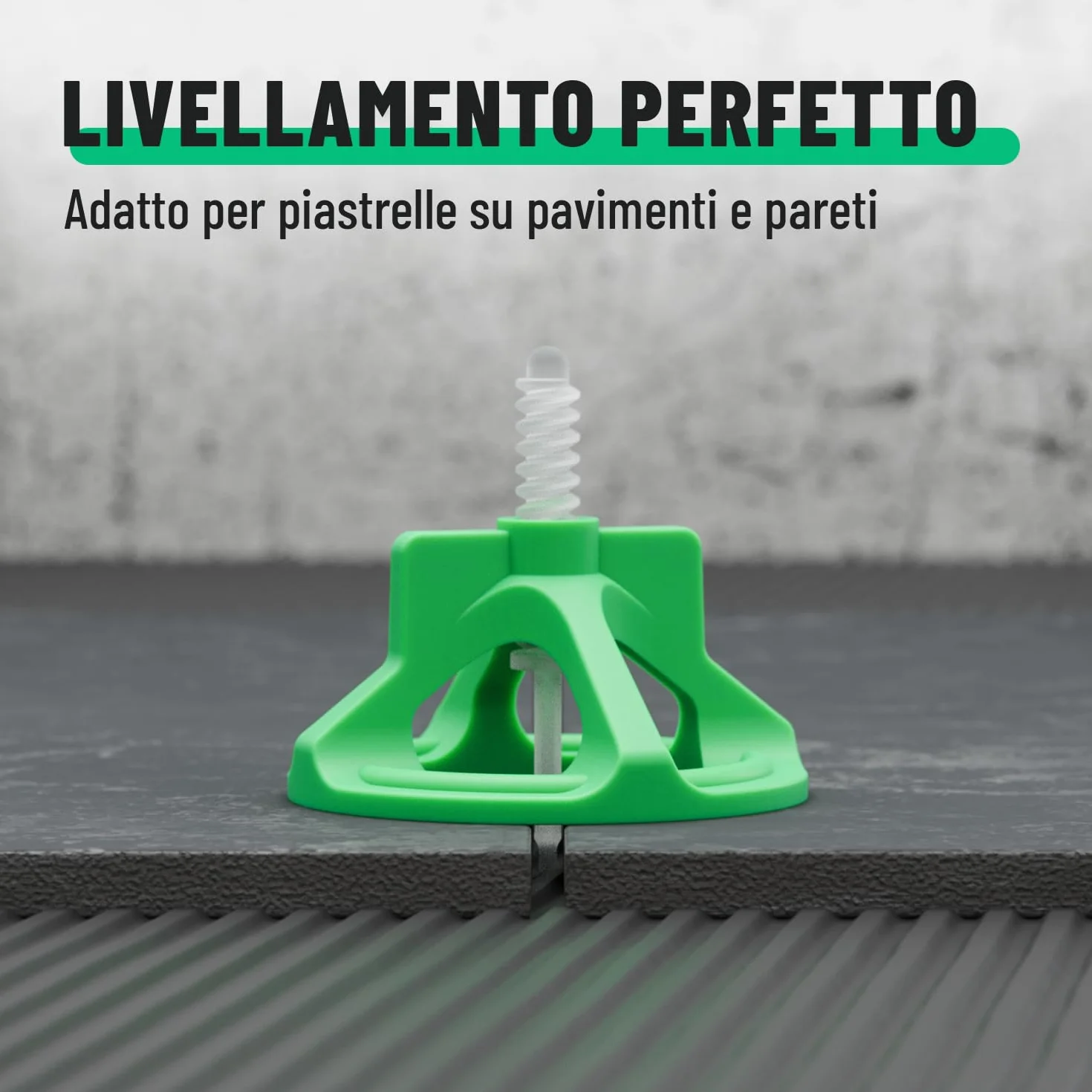 greate Sistema di livellatori per piastrelle da 250 Pezzi 2mm - Set per la Posa con 100 Clips, 100 Cappucci a Vite e 50 Crocette per piastrellisti - distanziatori per piastrelle 2 mm