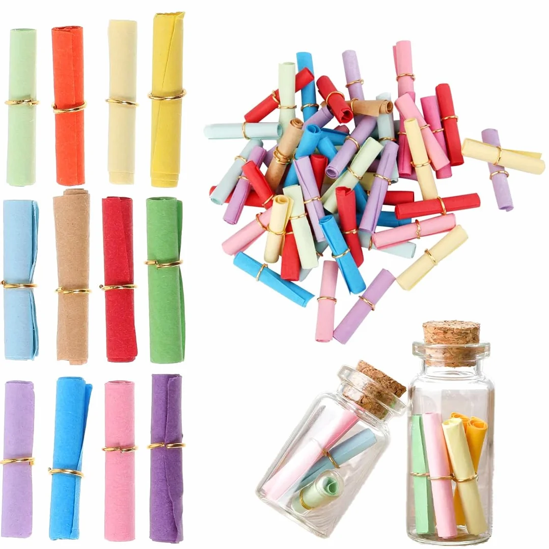 100 Pezzi Pergamena Da Scrivere, Rotoli Carta Per Messaggi Desideri Biglietti Lotteria Multicolore, Ideale Per Feste E Intrattenimento, Dimensioni 6X3Cm