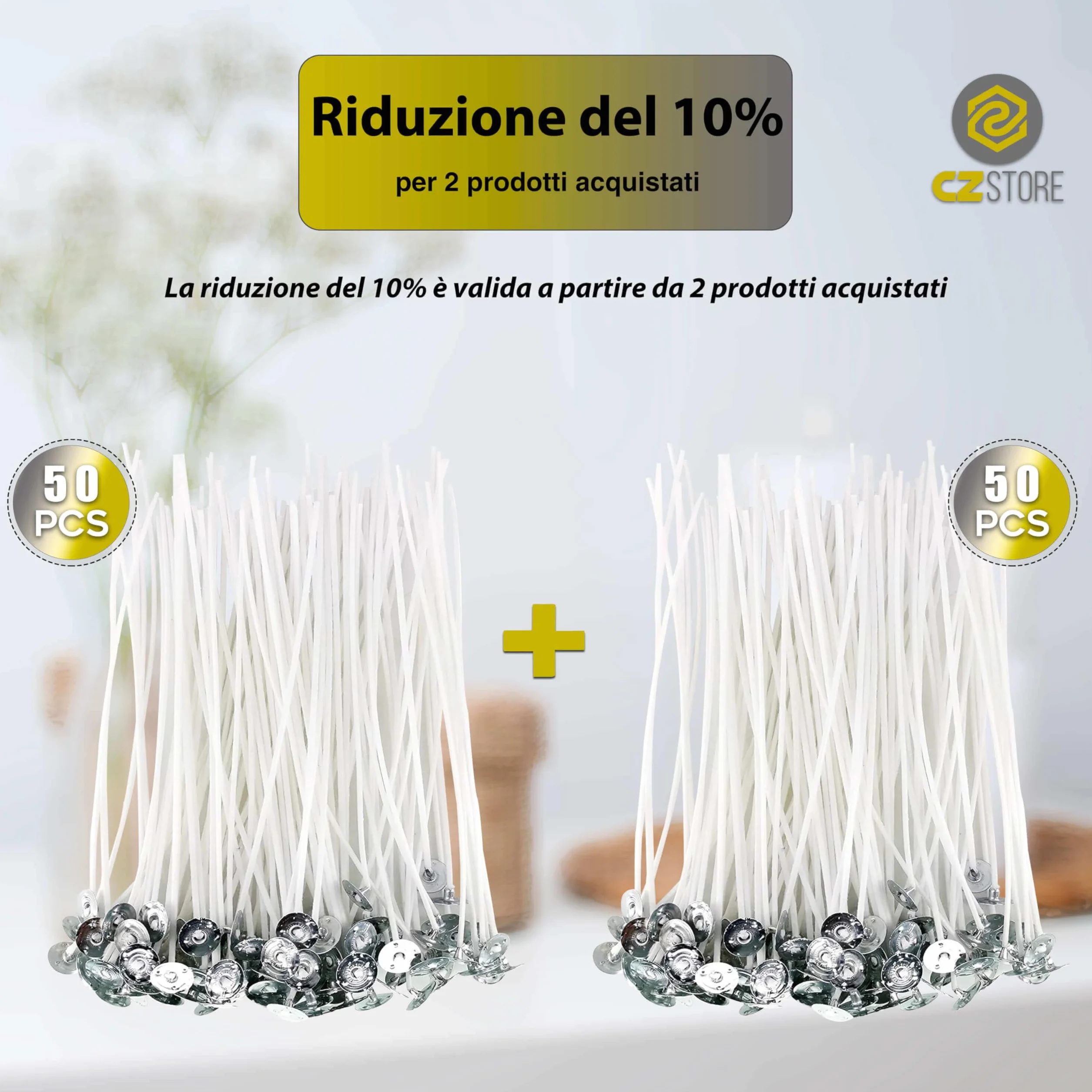 Stoppino per candele 20 CM-✮✮Garanzia A Vita✮✮ | set di 50 parti| in cotone naturale al 100% guida alla produzione di candele profumate organic per pilastri/lanterne
