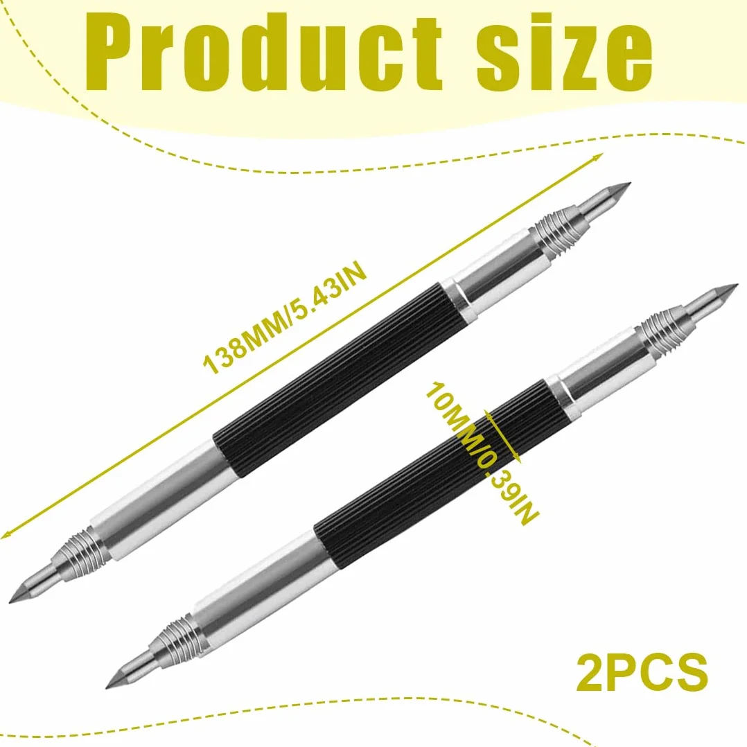 2 Pz Scriber Tool Punta In Carburo - Penna Portatile Per Incisore Con Clip E Magnete (Silver)