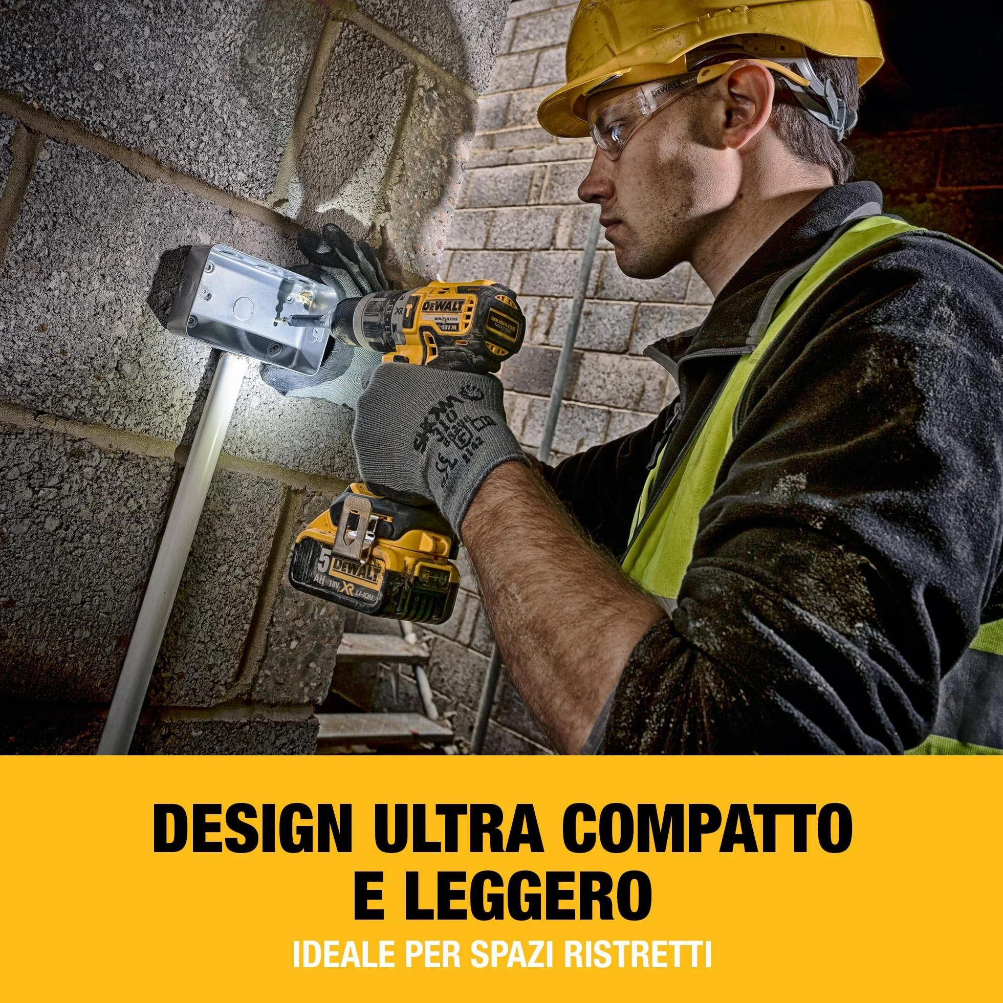 DEWALT Trapano avvitatore a percussione senza spazzole 18V XR, 2 X 5Ah, DCD796P2-QW