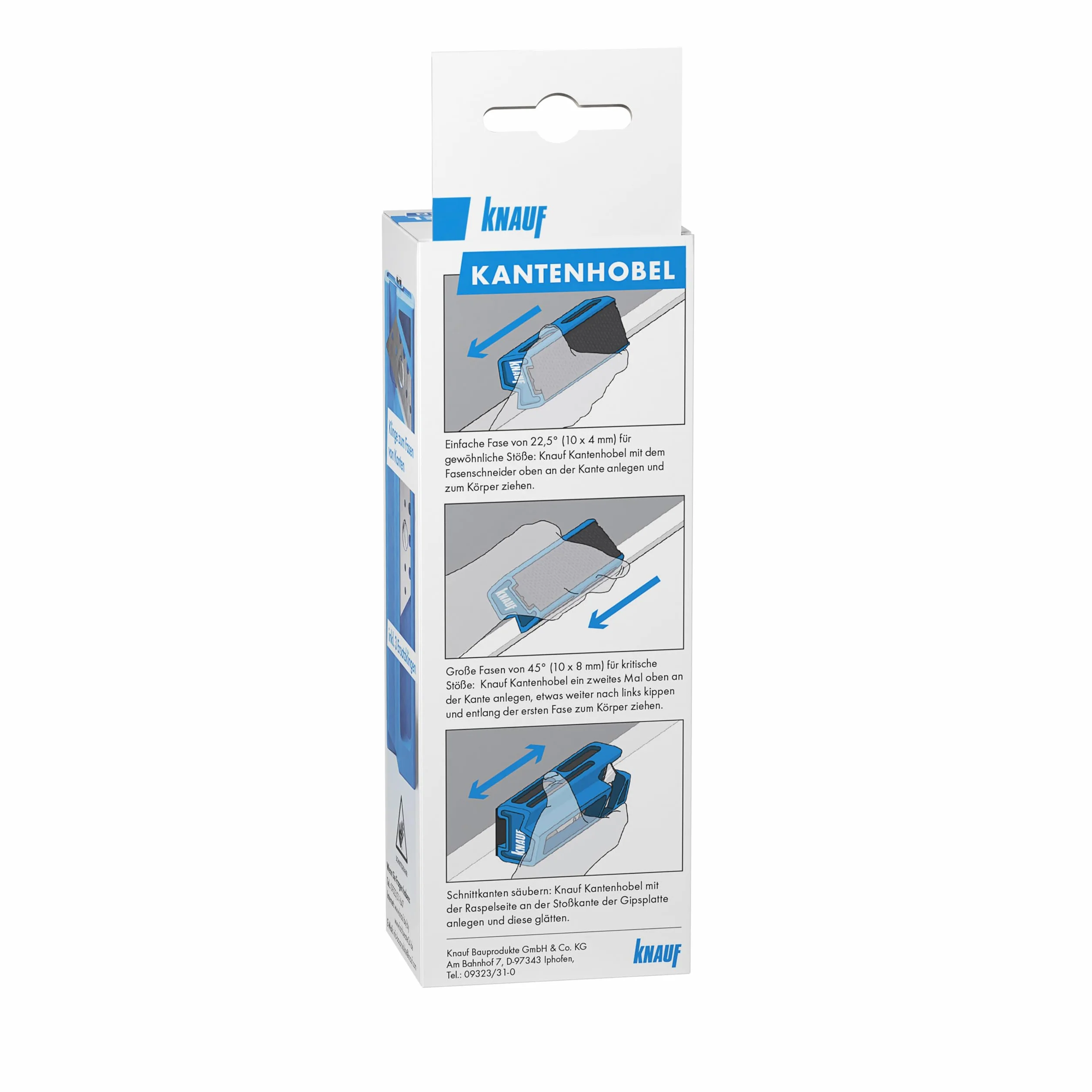Knauf Pialla per bordi con 1 lama di lavoro e 3 lame di ricambio – Pialla in gesso per smussare con precisione lastre di fibra di gesso, pialla per cartongesso