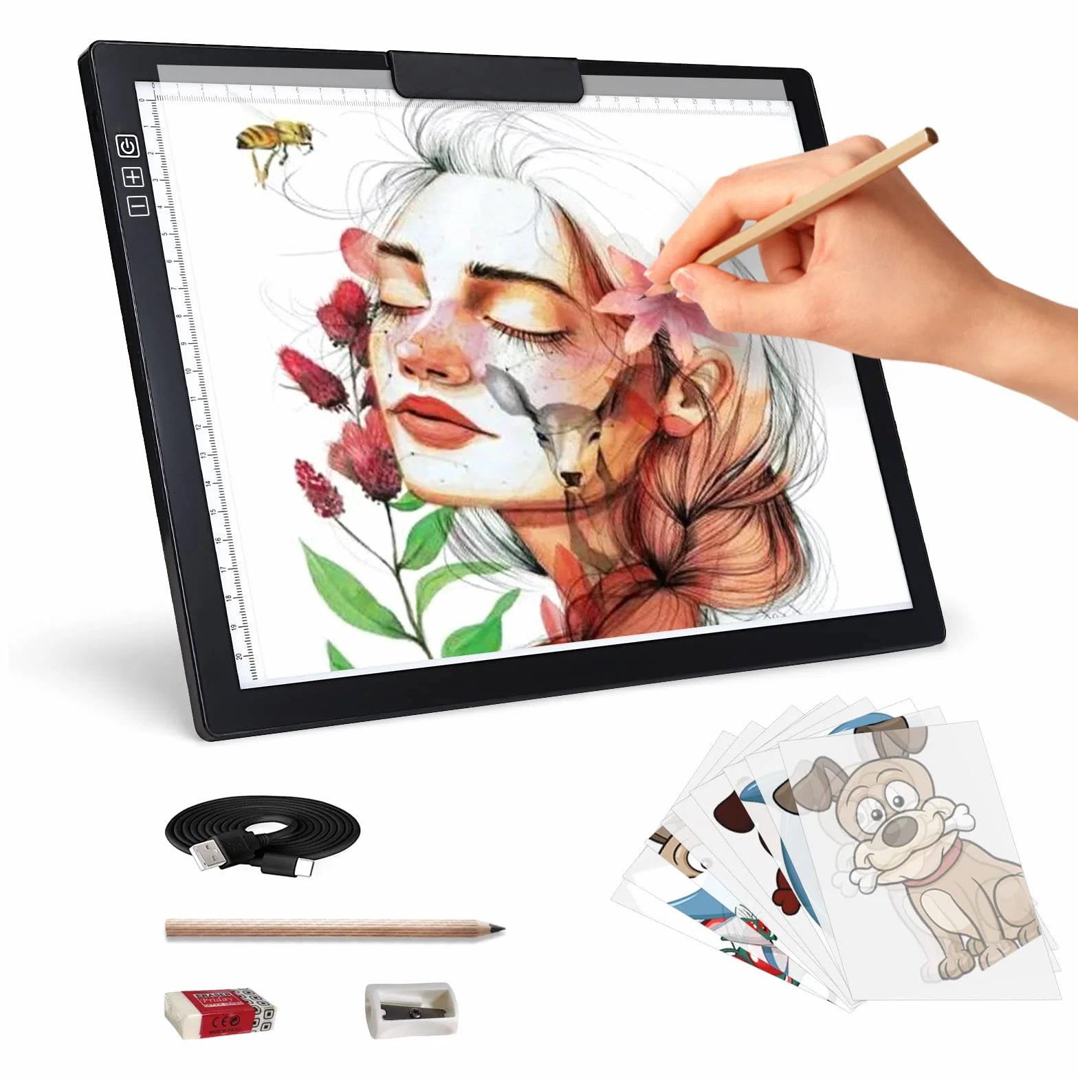 Tavolino luminoso A4, senza fili, funzionamento a batteria, lightpad, 6 livelli di luminosità, lavagna luminosa ricaricabile per diamond painting, schizzi, pittura, animazione, diserbo in vinile