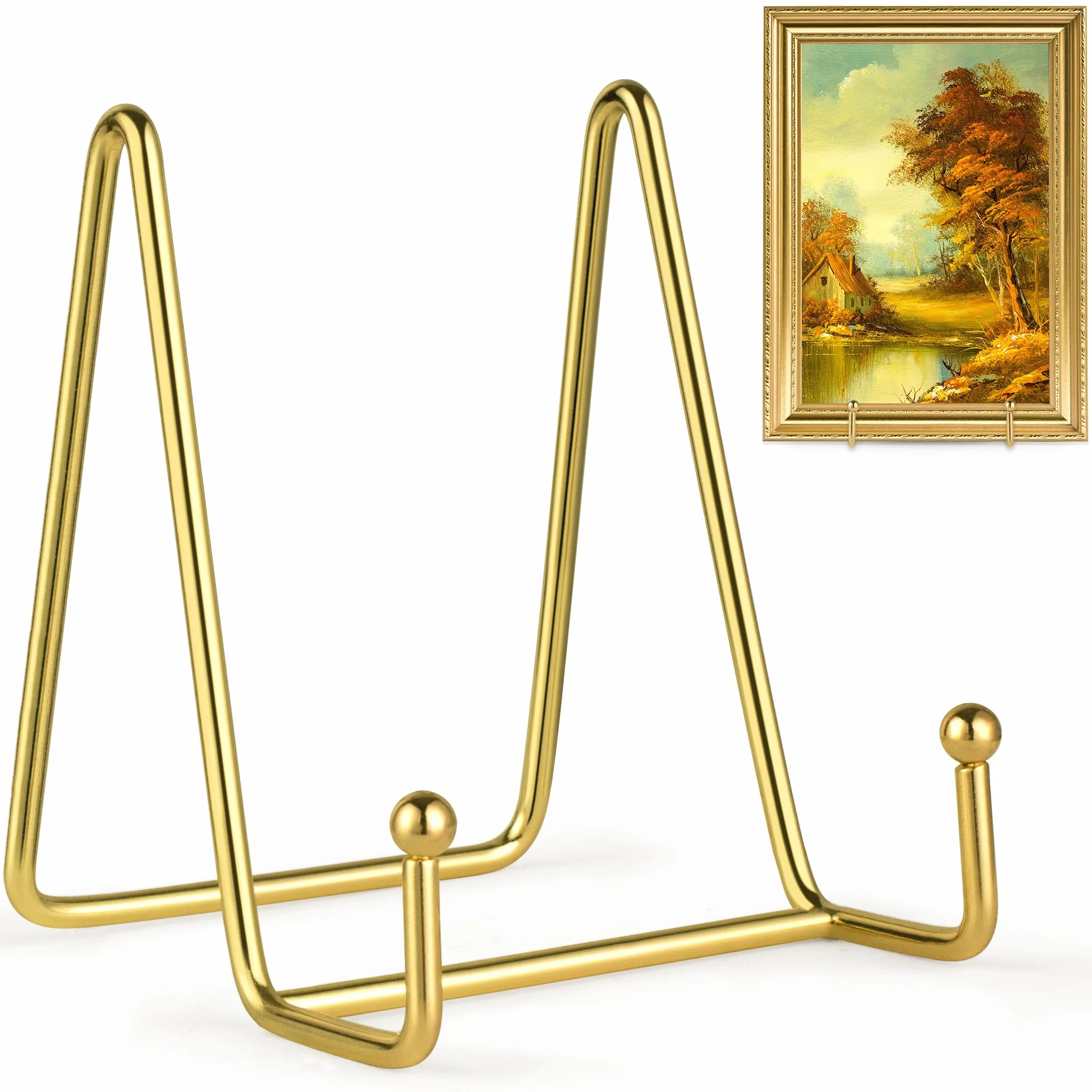 Mocoosy 4 pollici oro supporto per piatto per display, aggiornato Anti scivolo espositore ferro cavalletto cornice supporto metallo espositore per foto, piatto decorativo, tablet e arte da tavolo-2pcs