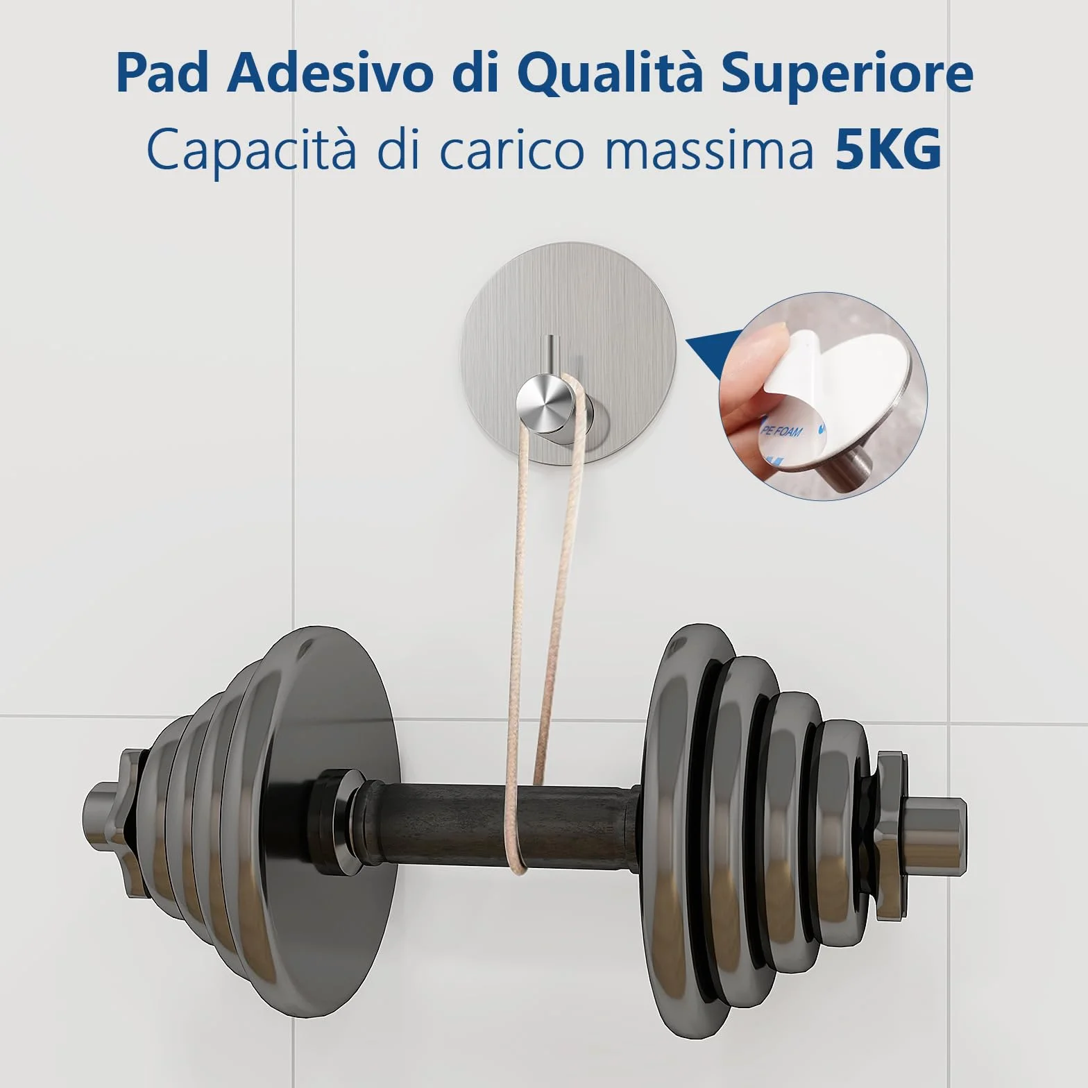 Ganci Adesivi Cucina Bagno Appendiabiti Forte Senza Foratura Argento 8 Pezzi