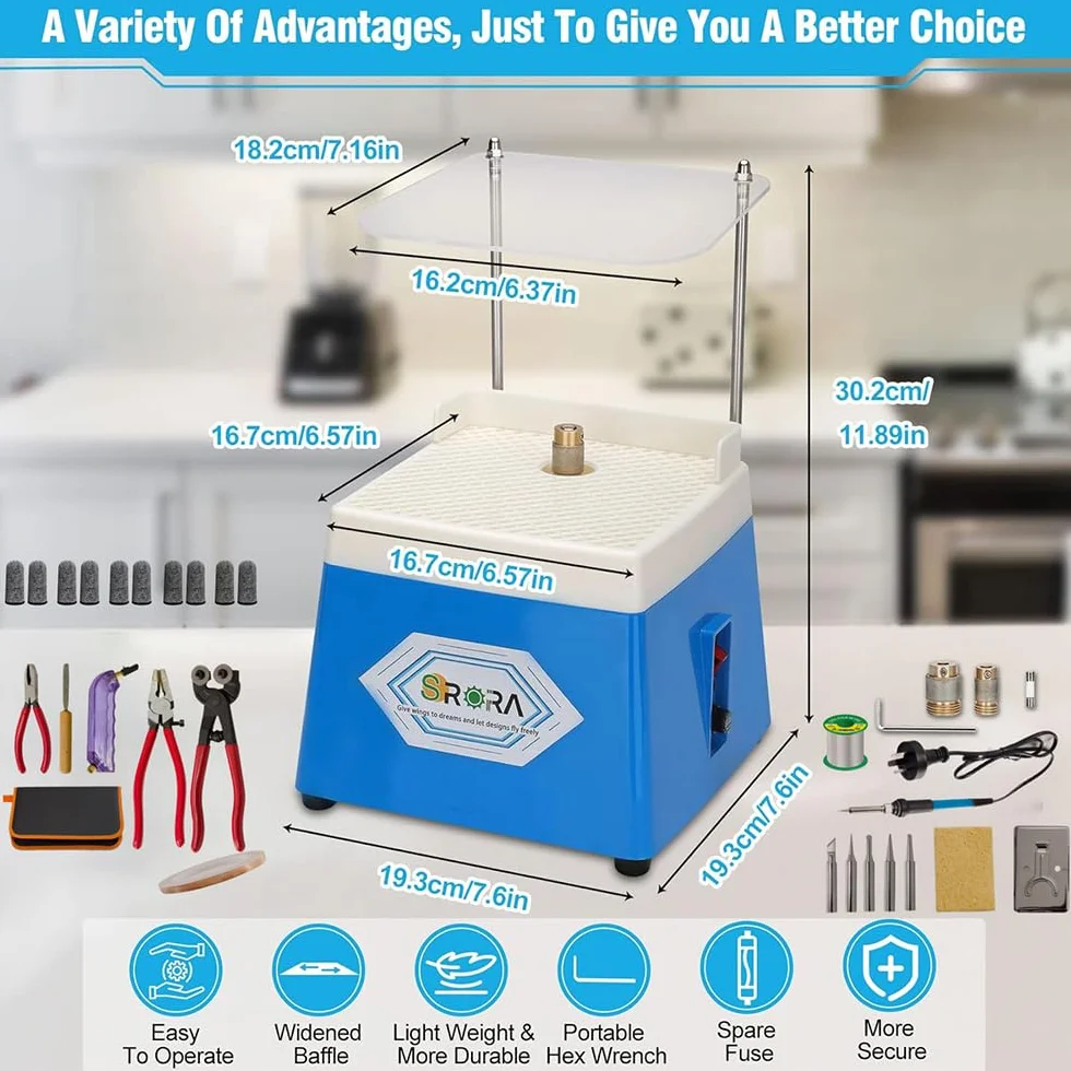 Smerigliatrice per Vetro Portatile,220V,65W,4200r/min,con Funzione di Aspirazione Automatica,Protezione Trasparente,2 Testine Smerigliatrici Intercambiabili e Accessori da 30 pcs per Vetro e Ceramica
