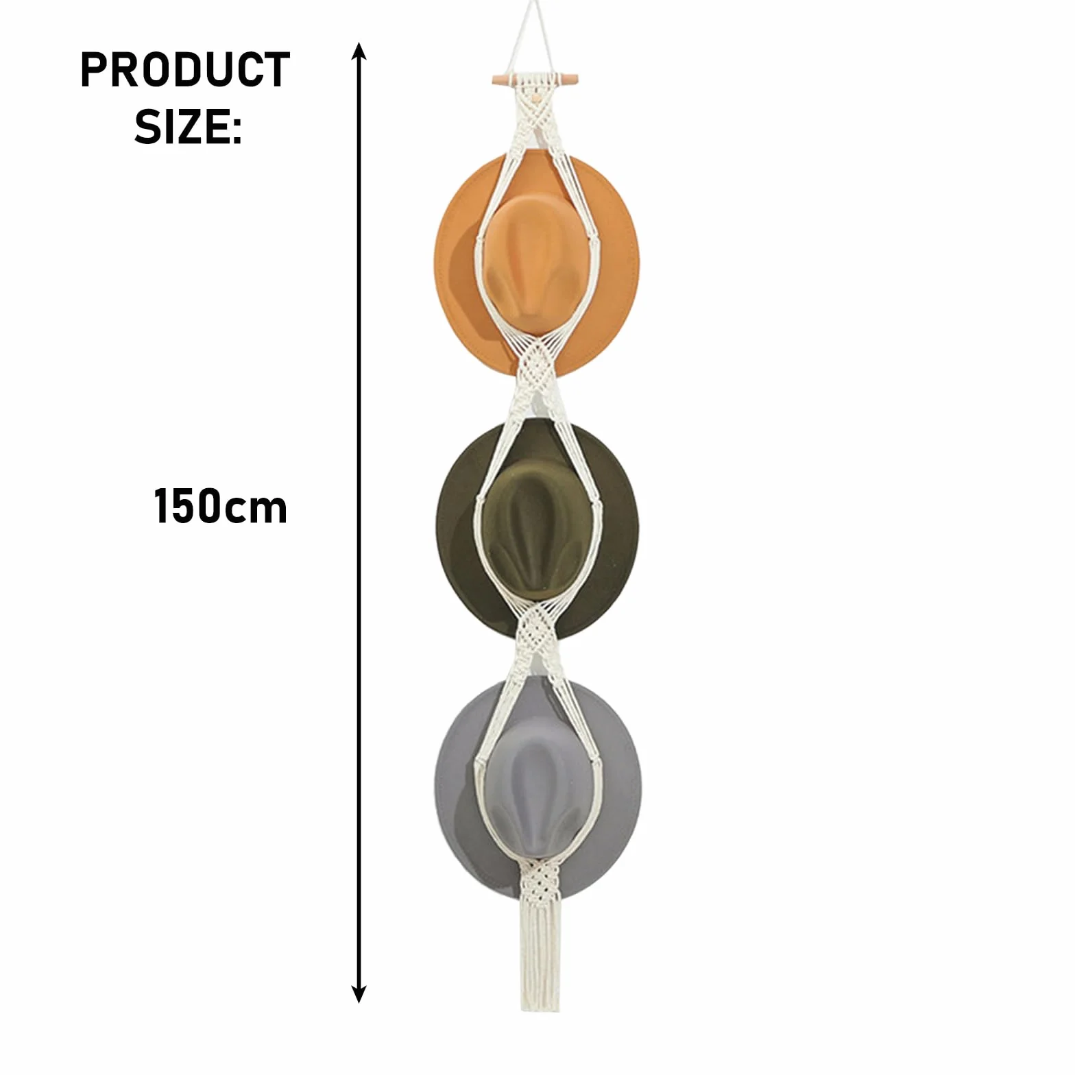 Macramè Supporto per Cappelli Bohémien da Parete a Tesa Larga