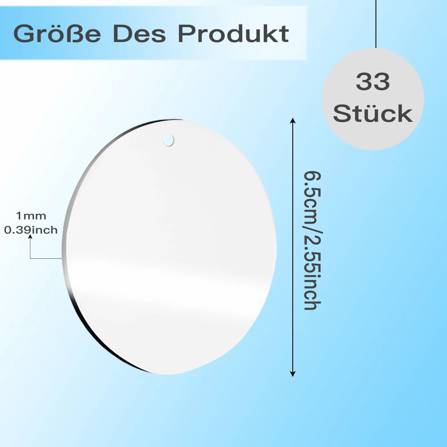 33 pezzi pannelli acrilici rotondi, disco circolare trasparente, 6.5 cm, lastre acriliche rotonde dello spessore di 1 mm, per fai da te, pittura, scrapbooking, artigianato