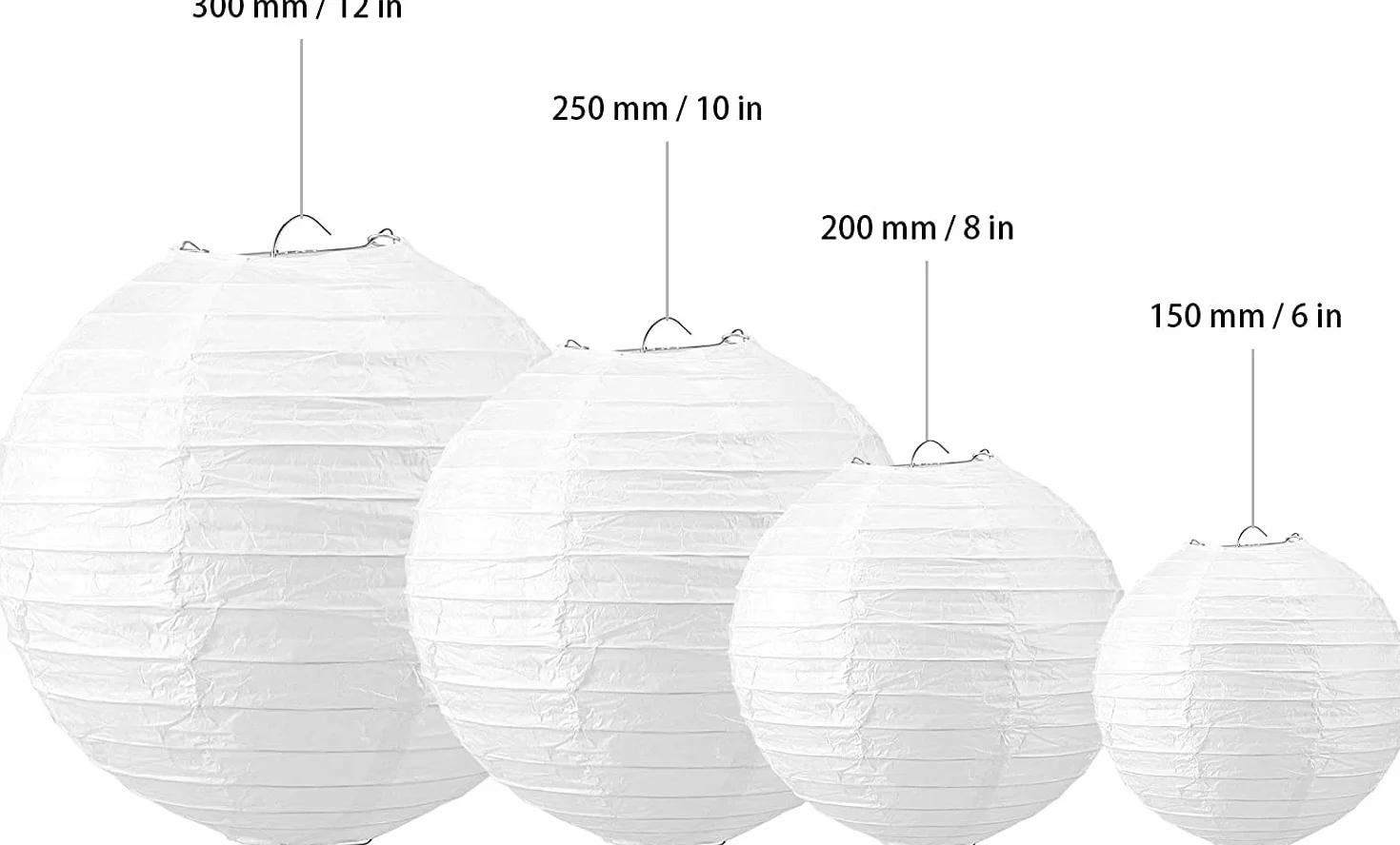 MIVIDE Lanterne di Carta Bianche 25 cm/10'' - 20 Pezzi Piccole da Appendere - Decorative per Matrimoni, Compleanni, Feste ed Eventi