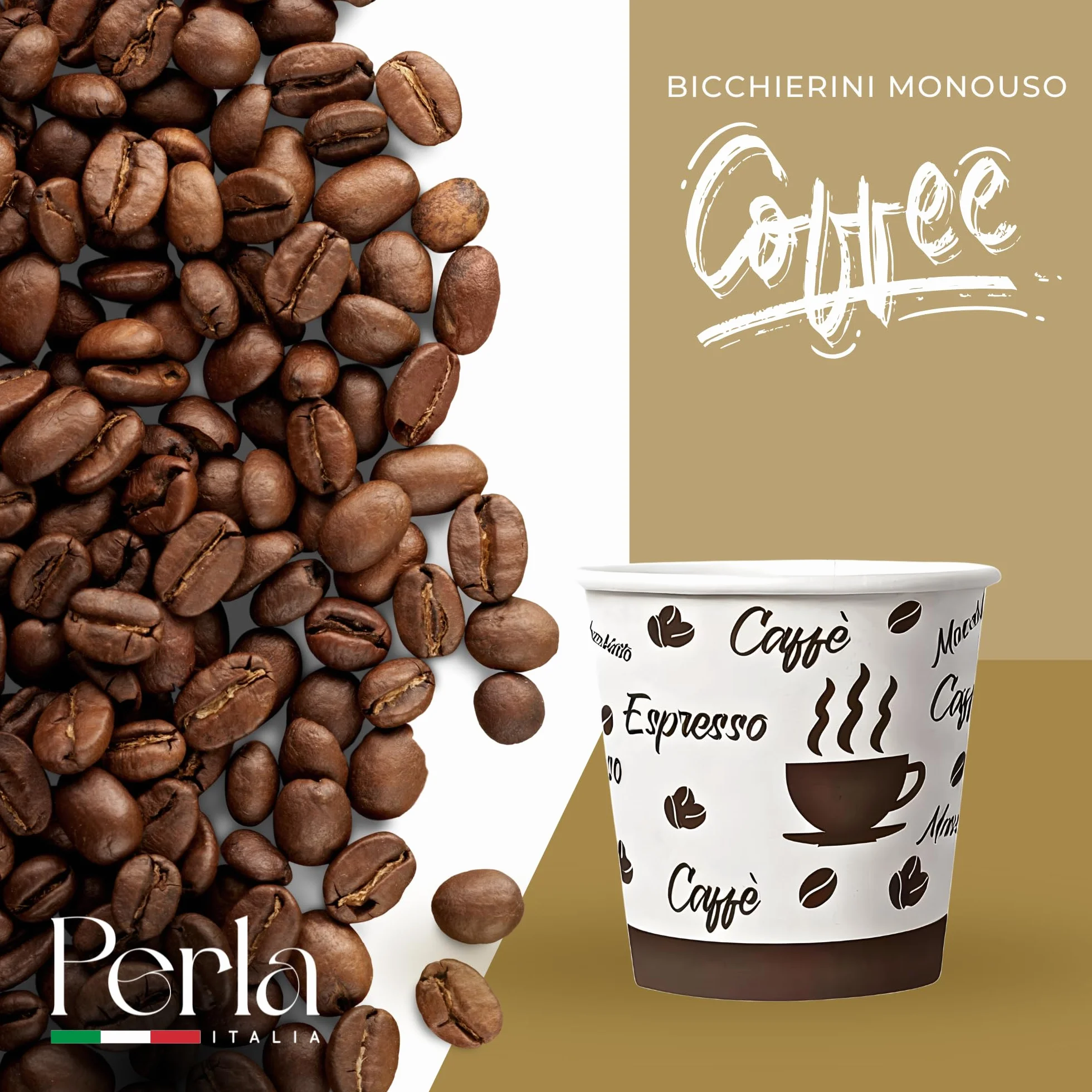 Perla 500 Bicchierini Caffè Carta 75ml Monouso Biodegradabili per Bevande Calde
