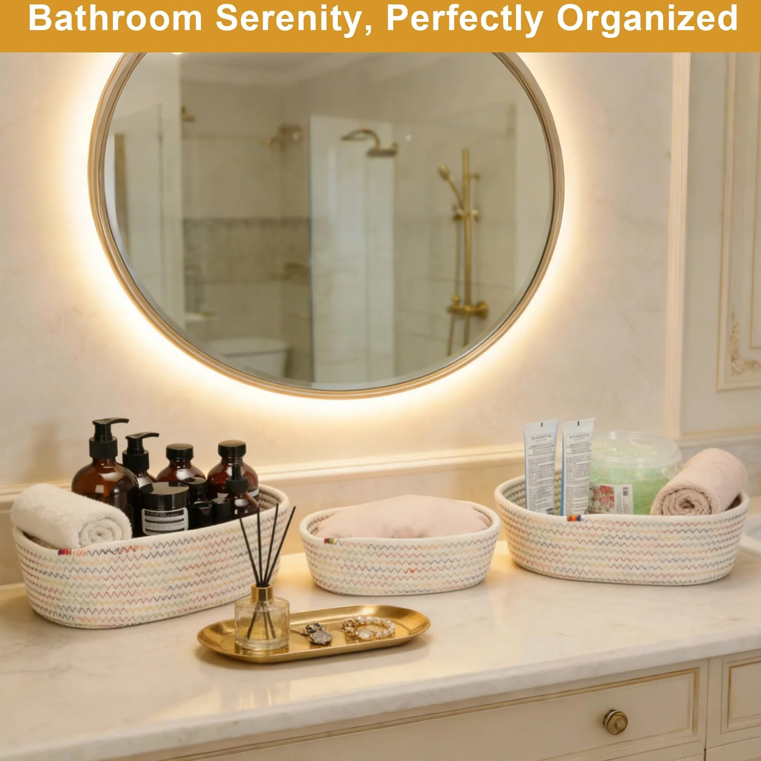 VINATO Cestino Portaoggetti Set da 3 Organizzatore Bagno Cucina