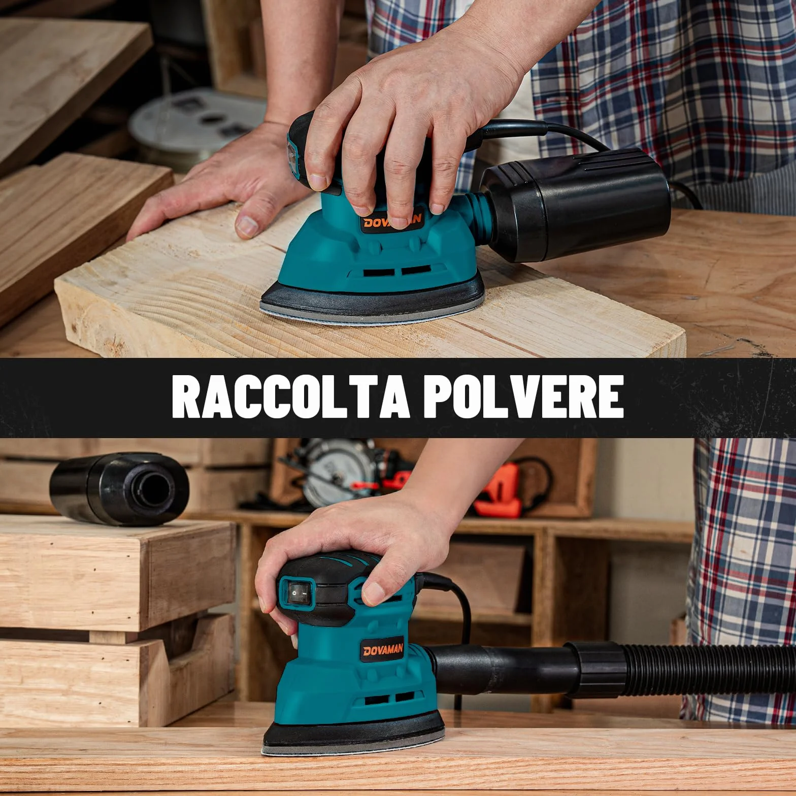 DOVAMAN DLS03A Levigatrice di Precisione 130W 12000RPM Carta Vetrata Adesiva Raccolta Polvere Bassa Vibrazione per Legno Acciaio