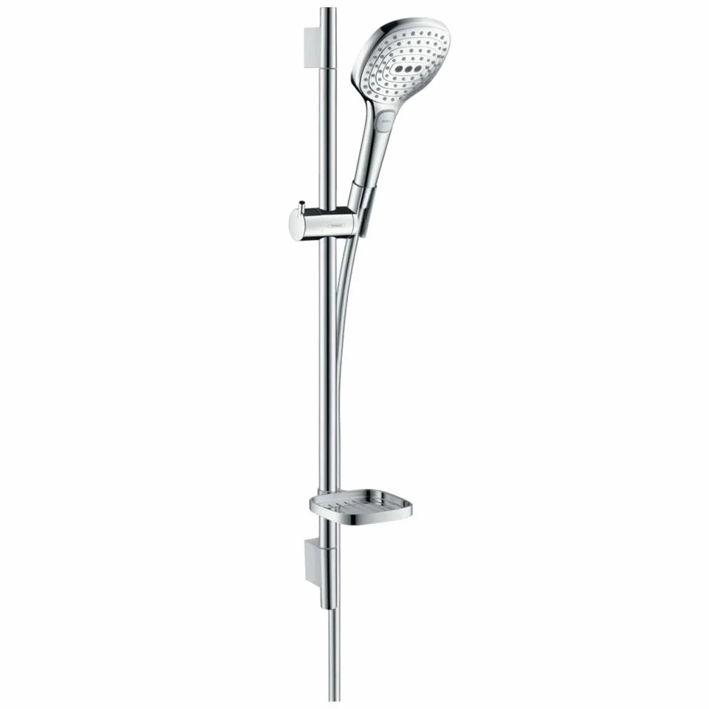 hansgrohe Raindance Select E Set doccia 120 3 getti EcoSmart 9 l/min con asta doccia 65 cm e portasapone, cromo, 26622000