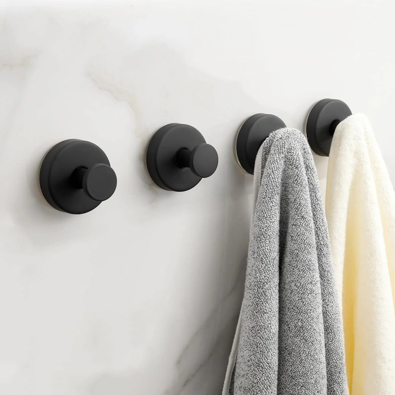 Gancio a ventosa, 4 pezzi, portasciugamani con ventosa, gancio per asciugamani argentato, riutilizzabile, gancio a ventosa extra forte, impermeabile, per bagno e cucina