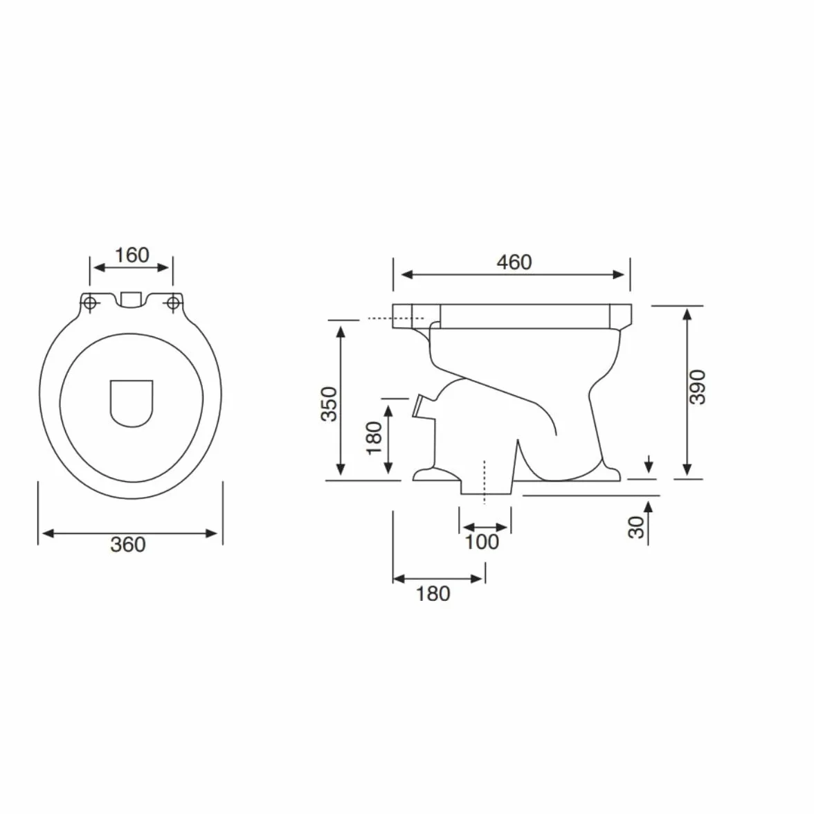 Vaso WC a Terra in Ceramica Bianca Lucida con Doppio Foro di Scarico e Brida di Risciacquo