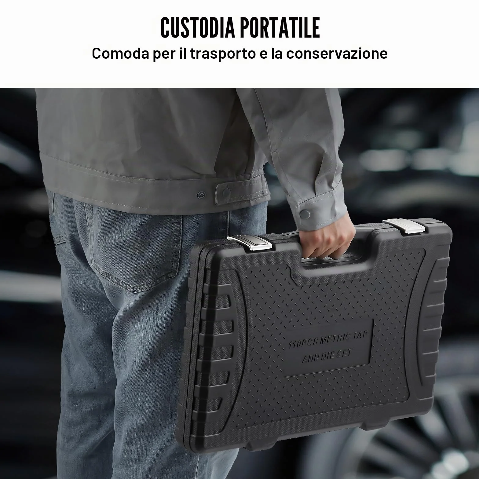 VEVOR Set di Filiere Maschi Utensili per Filettatura Misura Metrica M2-M18 110 Pezzi in Totale, Set per Rubinetti Matrici in Lega di Zinco Utensili per Filettature in Valigetta, Set Rubinetti Chiavi
