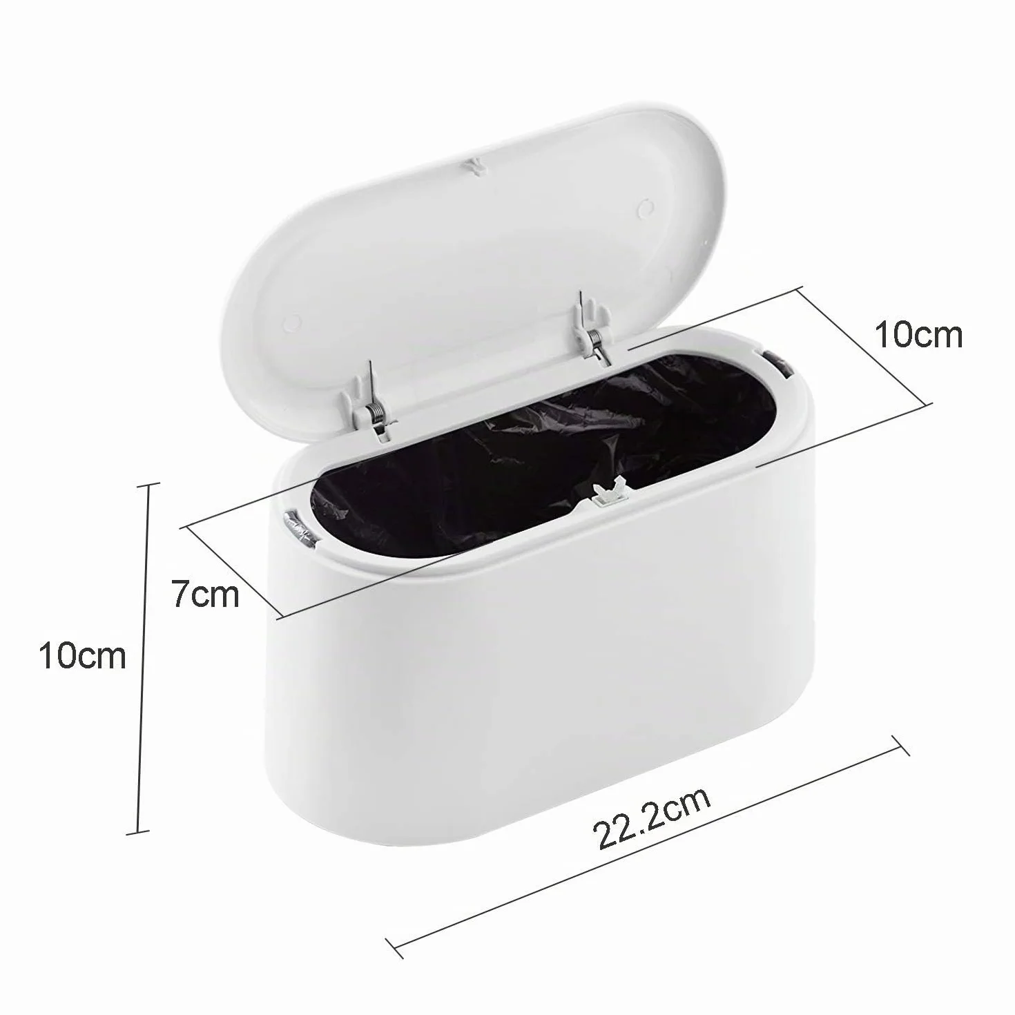 JEEZAO Mini Cestino da Scrivania, Bidone Spazzatura con Coperchio a Molla a Spinta per Cucina Camera Bagno,Contenitore per Alimenti per Animali Domestici