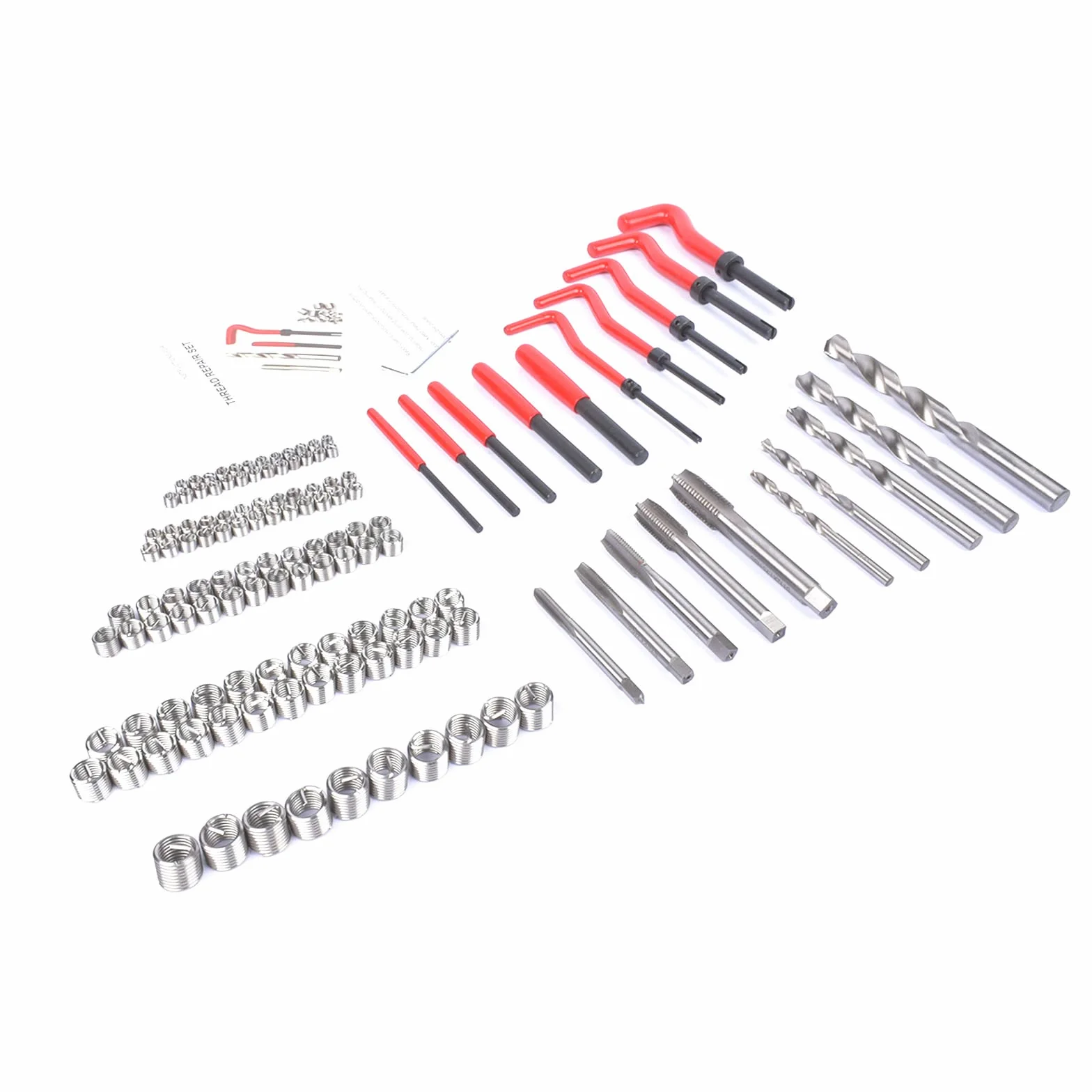Bisenya Set di riparazione filettatura 131 pezzi, kit di riparazione filettatura M5, M6, M8, M10, M12, filettatura rossa