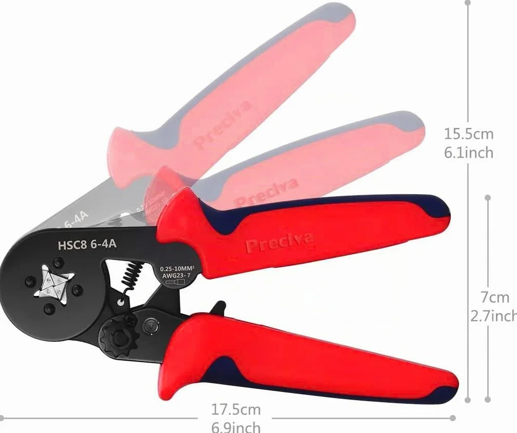 Preciva Pinza Crimpatrice per Capicorda da 0.25 a 10 mm² con 1200 Pezzi di Capicorda Elettrici da Crimpare, un Kit Completo per Elettricisti e un Set di Puntalini