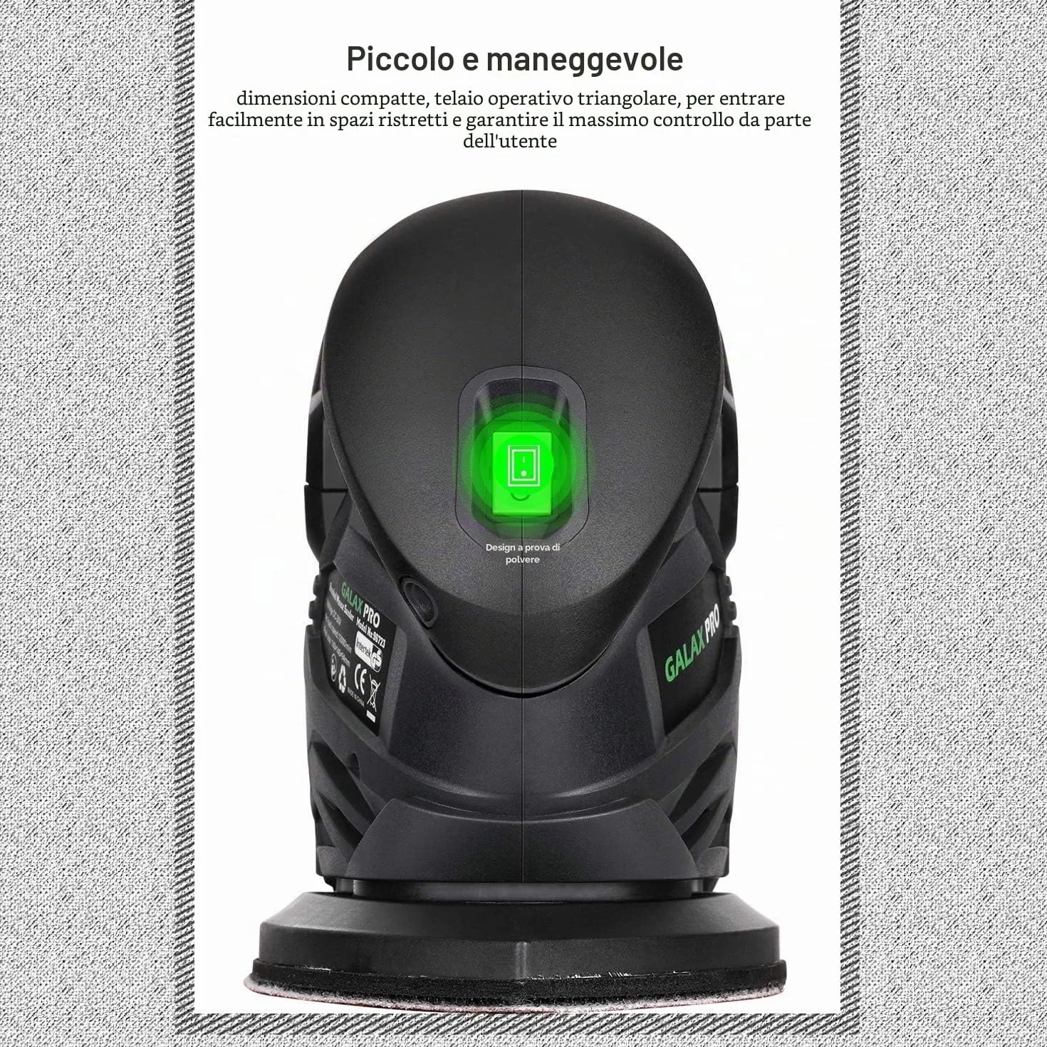 GALAX PRO Levigatrice Mouse 20V 1,3Ah Ricaricabile 12000 OPM con Carte Vetrate 20 Pezzi - Batteria e Caricabatterie Inclusi