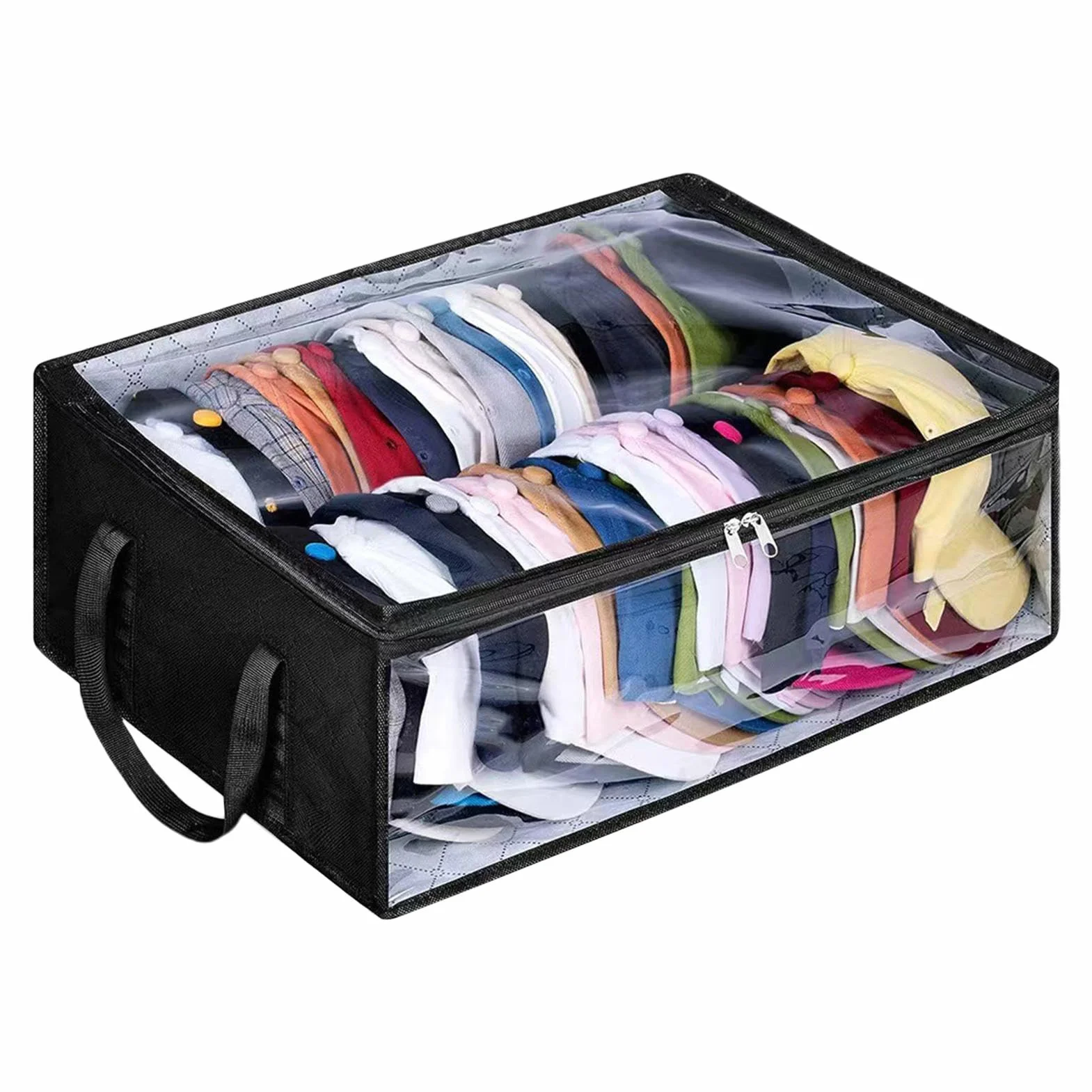 Contenitore Per Cappelli - Scatola Di Archiviazione Del Cappello, Porta Bandiera Trasparente | Custodia Piegabile Per L'organizzatore Di Cappelli Con 2 Manici Robusti, Borsa Da Stoccaggio Sotto Il Let