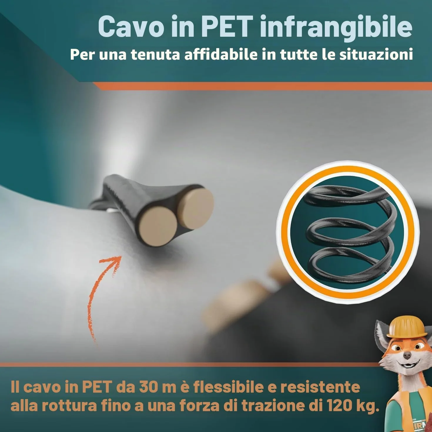 La sofisticata sonda passacavi 30M per tubi vuoti di FAIRMO - Molla elettricista in PET da 4 mm incl. 5 adattatori - Sonda elettricista infrangibile - Sonda tiracavi per un lavoro pulito