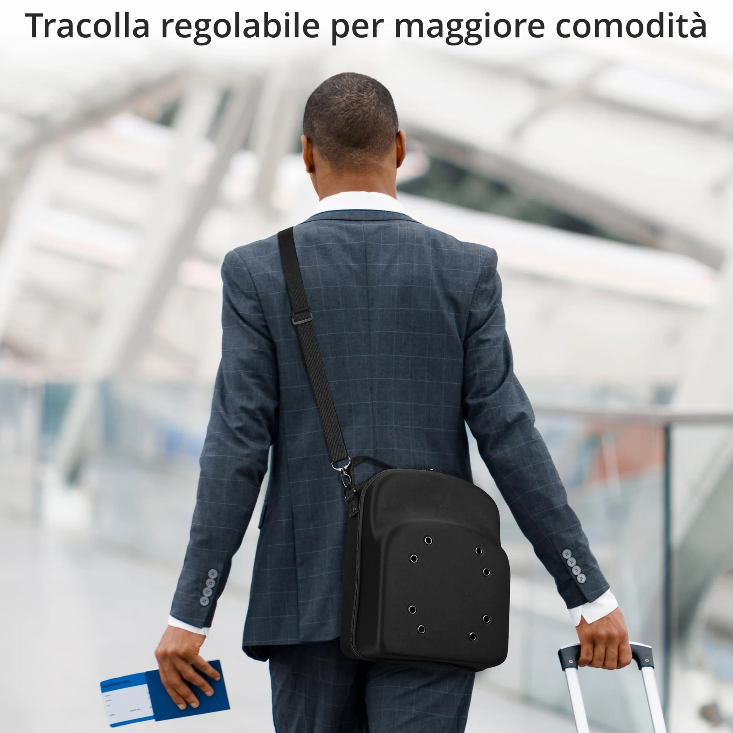Winter Shore Porta Cappelli Rigido Nero - Borsa con Maniglia, Tracolla e Ventilazione, Adatta per 6 Cappelli - Custodia e Organizer da Viaggio per Berretti