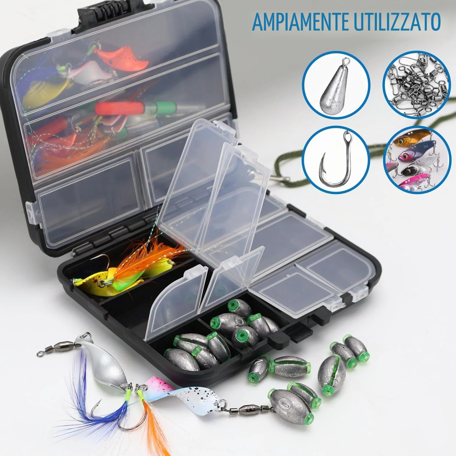 KOUHA 3 Pezzi Scatola di Immagazzinaggio di Plastica Fishing Tackle Box Cassetta da Pesca Scatola da Pesca Impermeabile A Doppia Faccia per Esche e Attrezzature