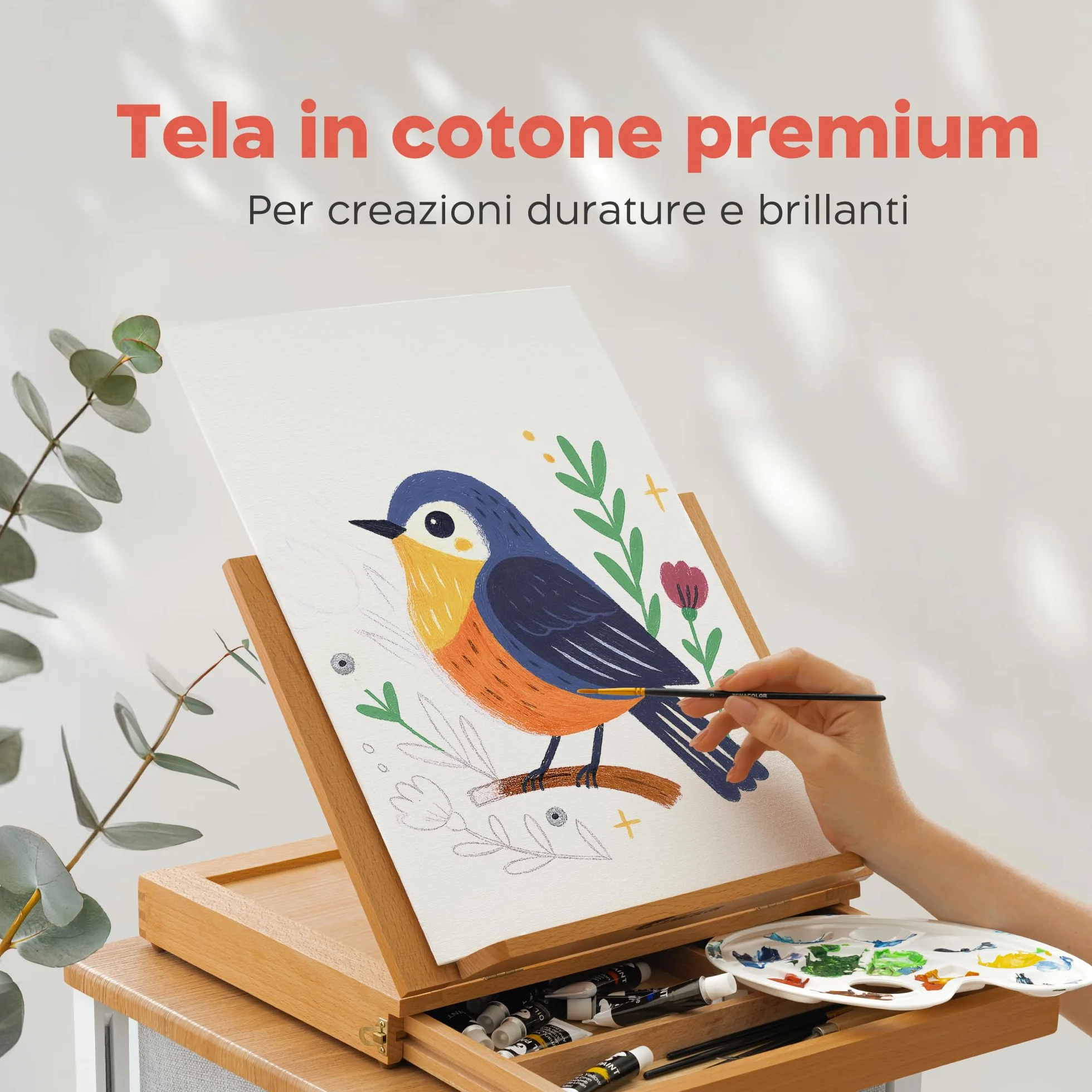 Zenacolor Tela per Dipingere 30x40cm (Set da 10) - 280 g/m² 100% Cotone - Per Pittura Acrilica, a Olio, Tempera, Guazzo, ecc.