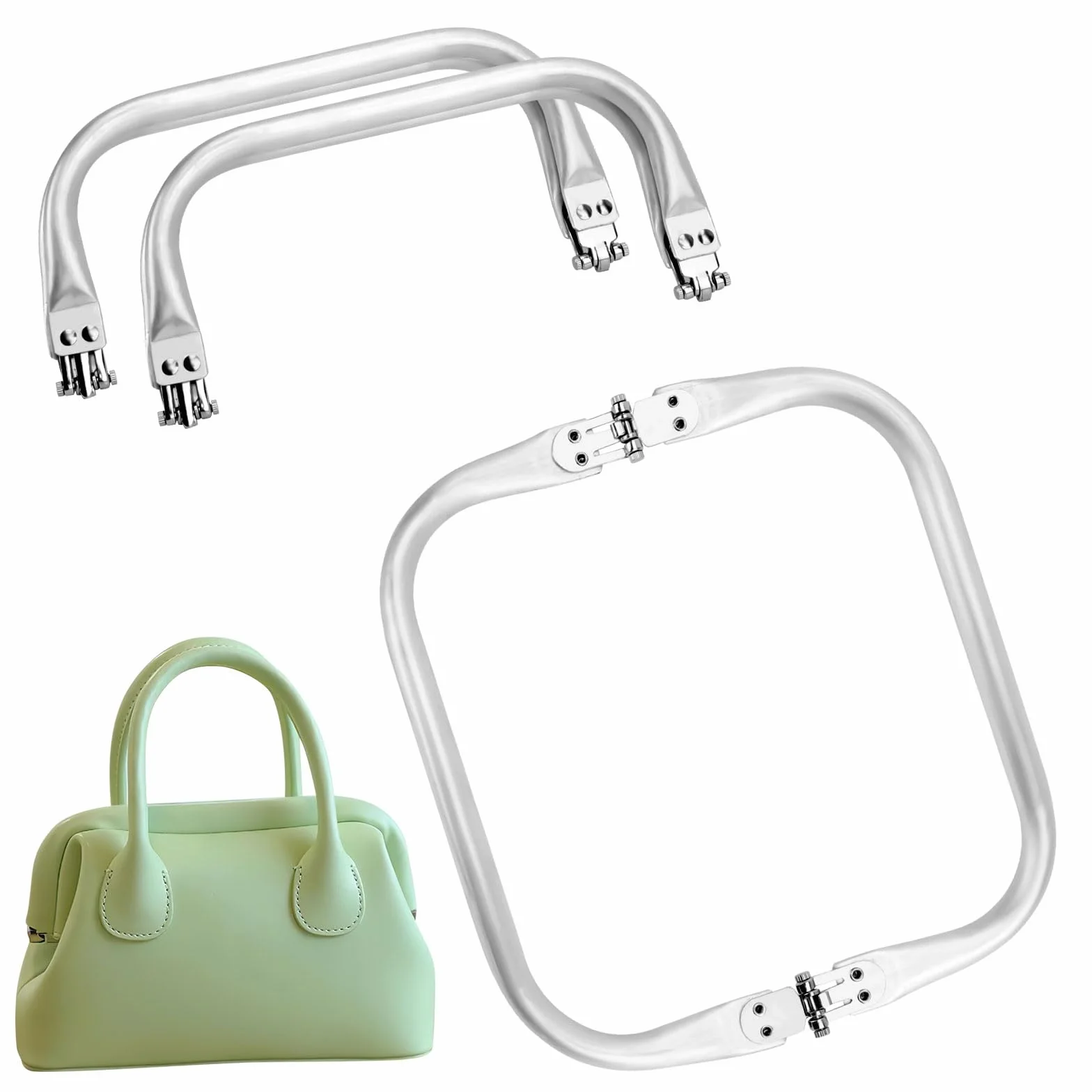 3 Pezzi 20.3cm Chiusura per borsa, Chiusura a Bacio per Borse Telaio Borsa in Alluminio a Forma di U per Borsa Frizione Artigianato Progetti Fai da Te (Argento, 20.3 x 18.2 x 1.2cm)