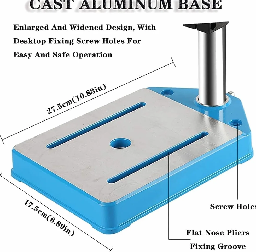Supporto professionale per trapano a colonna ispessita Base in alluminio pressofuso 38-50mm Campo di serraggio Corsa 80mm per perforazione accurata
