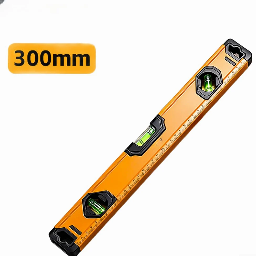 Righello magnetico arancione in alluminio, resistente, per misurare lo spirito, con graduazioni chiare e protezioni terminali in ABS (500 mm)