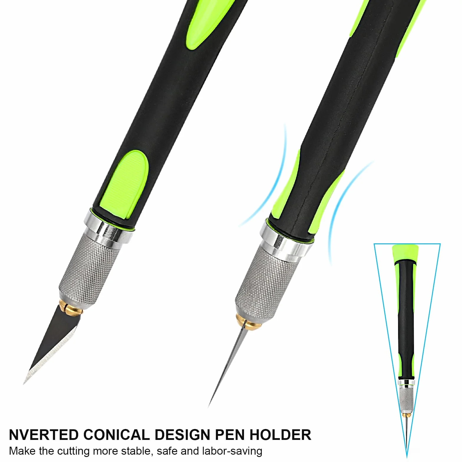EHDIS Taglierino di Precisione con 10 Lame di Olio Antiruggine, Bisturi Modellismo di Gomma Antiscivolo, Cutter di Precisione, per Lavoro Artistico Taglio, Scultura, verde