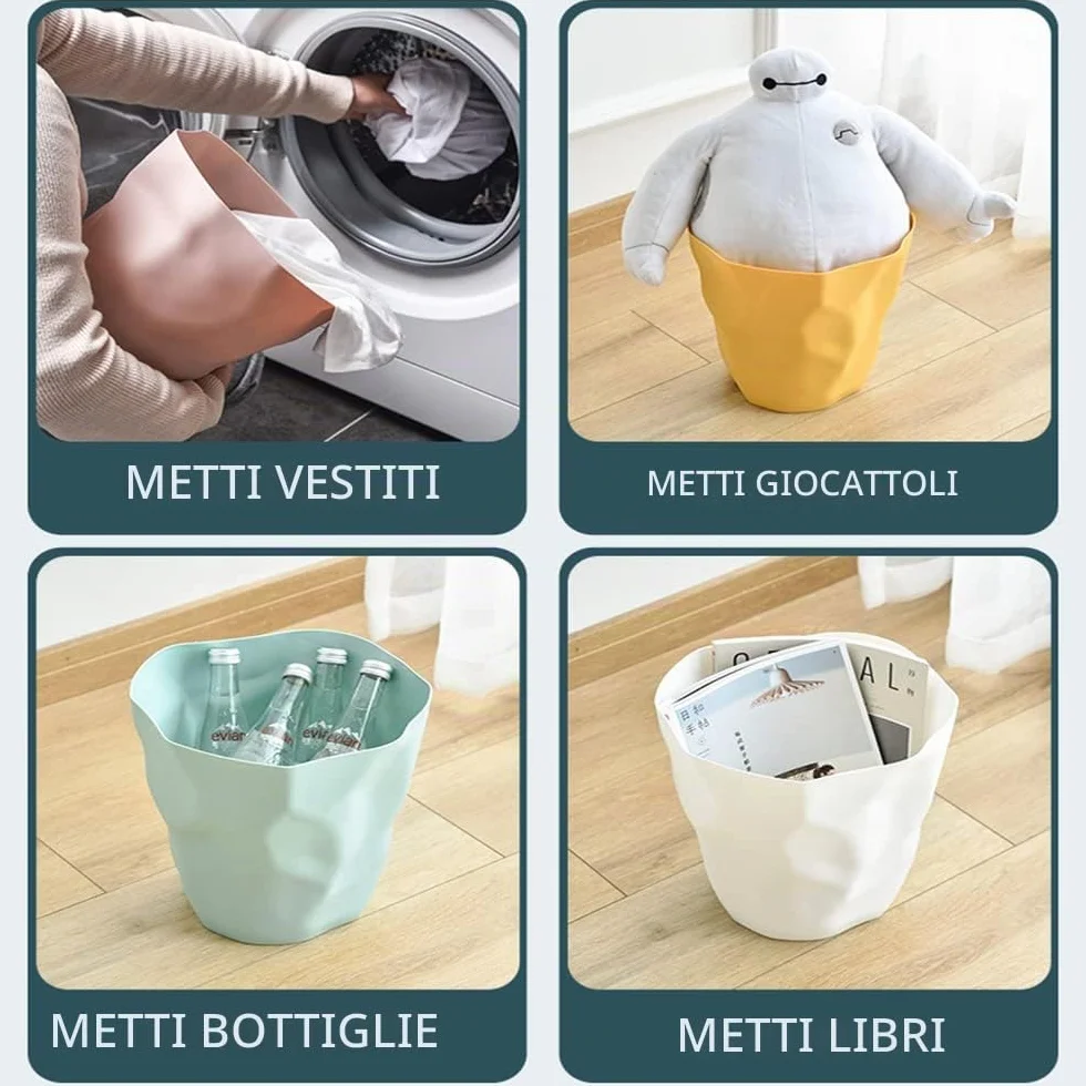 Cestino per la carta in plastica, per l'ufficio e camera da letto irregolare ecologico (bianco)