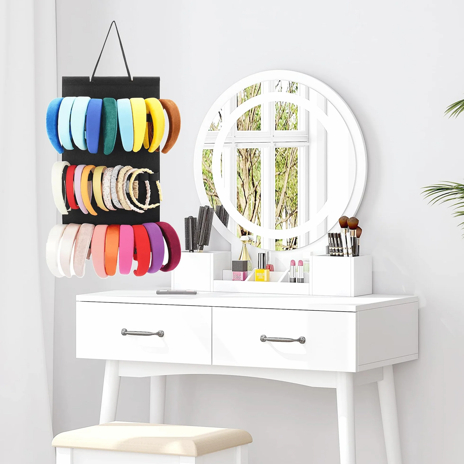 Organizzatore per fascia da appendere 30 ganci nero 59 x 30 cm