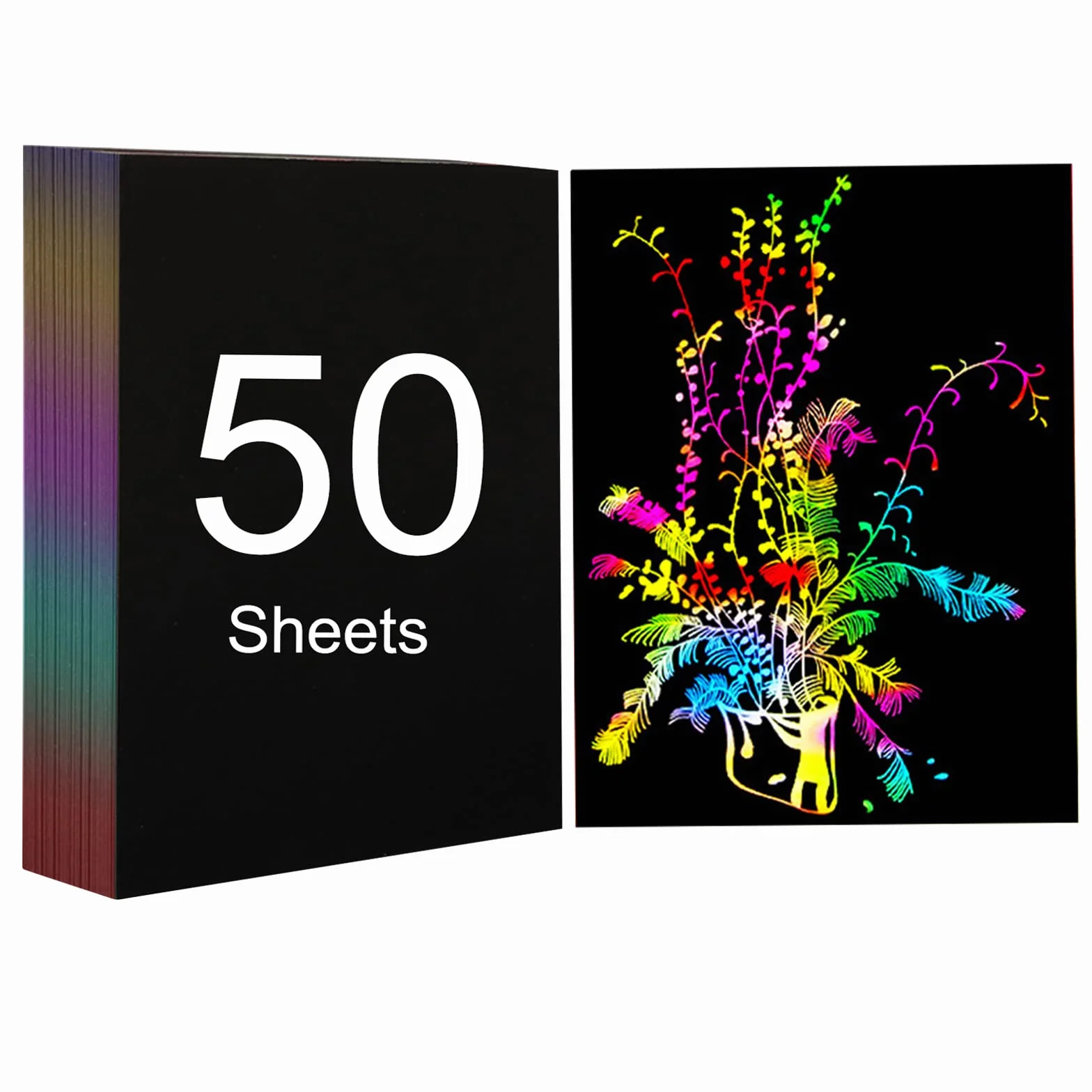 Confezione da 50 fogli di carta da grattare arcobaleno formato A4, materiali per incisione laser e marcatura, set regalo creativo, 280 x 208 mm
