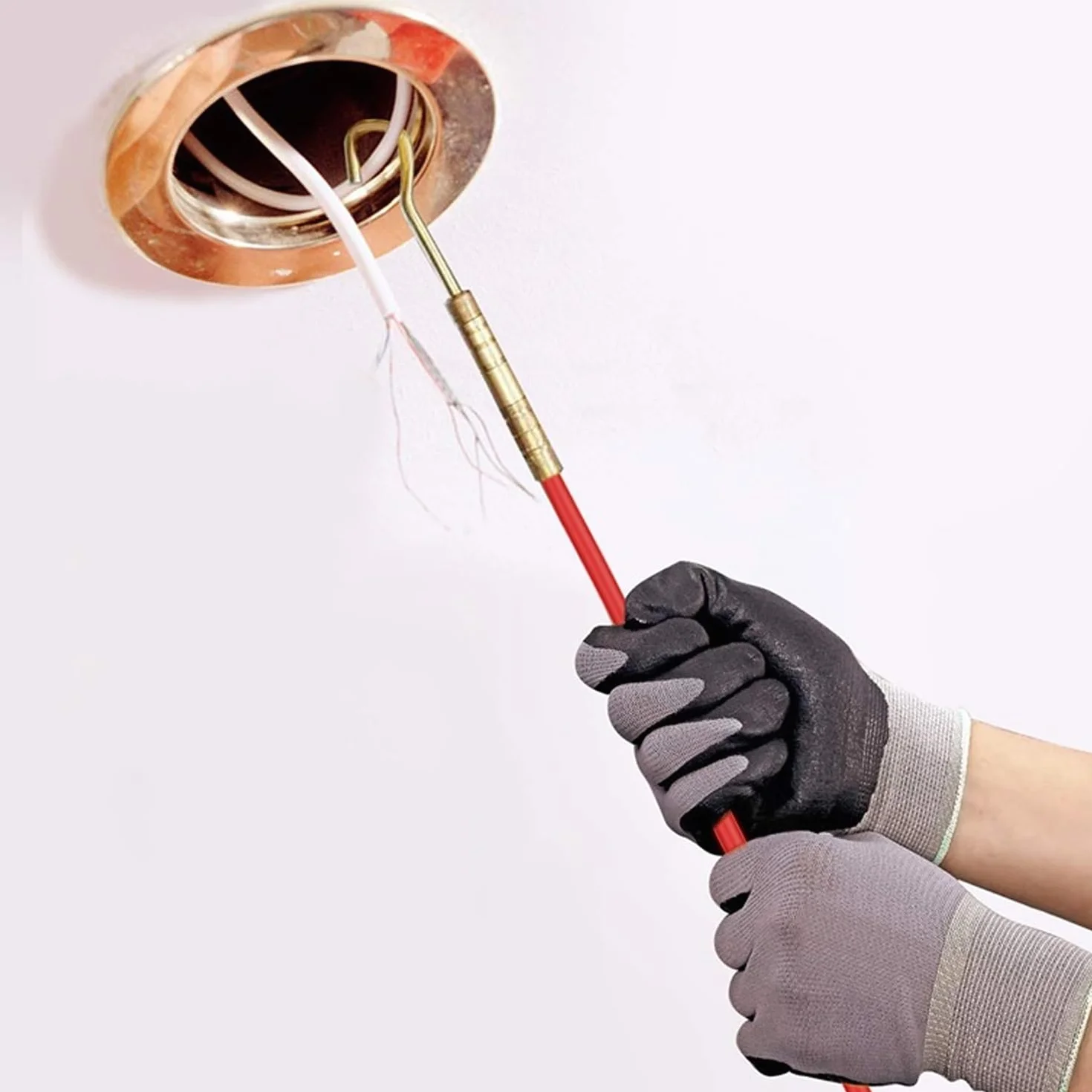 Sonda Passacavi Professionale,4MM 33CM 10 Aste di Sonda Elettricista per Guaine Vuote, TOOSOAR Flessibili Dispositivo di Trazione per Cavi, Rosso