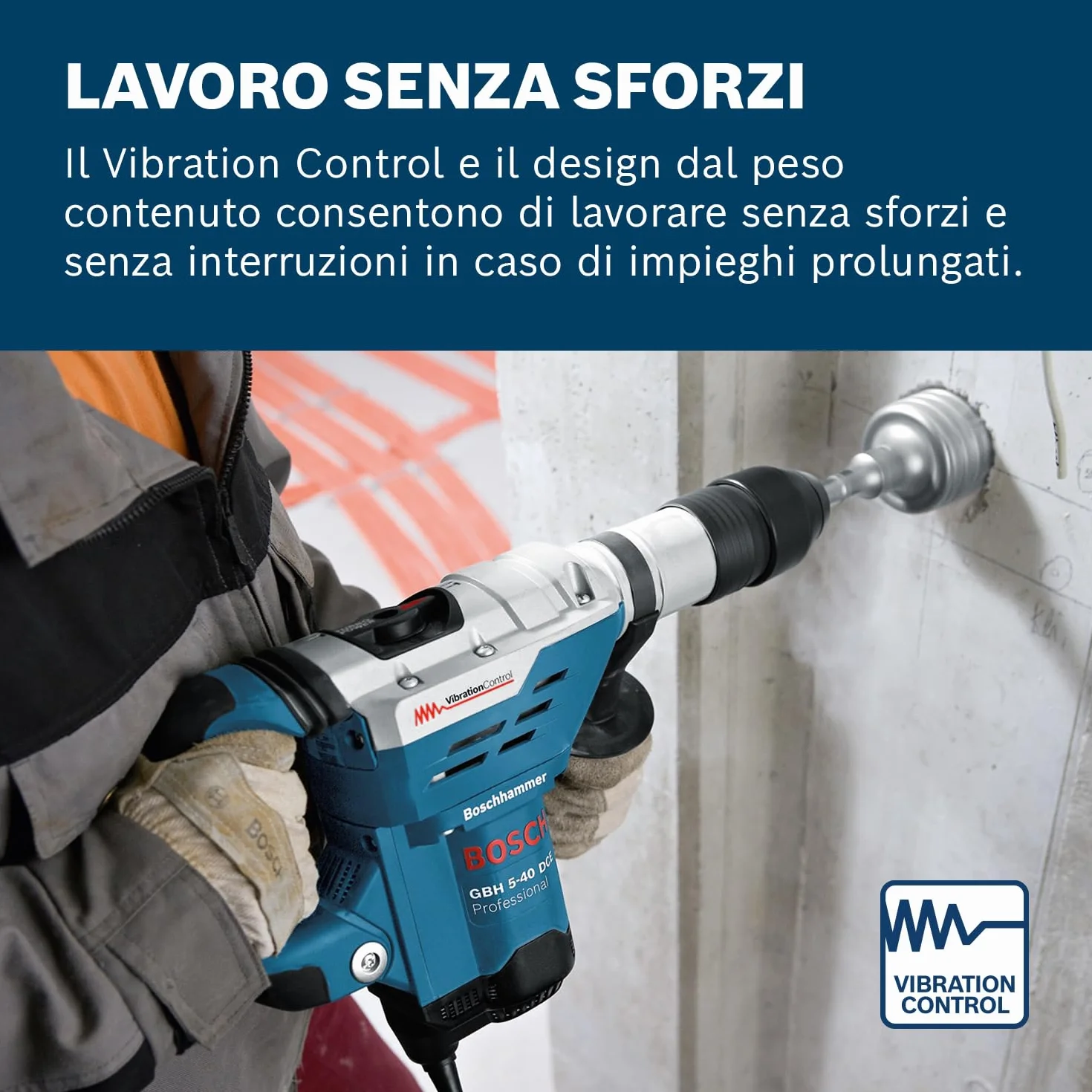 Bosch Professional Martello Perforatore Gbh 5-40 Dce (Motore da 1.150 Watt, Potenza del Colpo 8,8 J, in Valigetta Professionale)