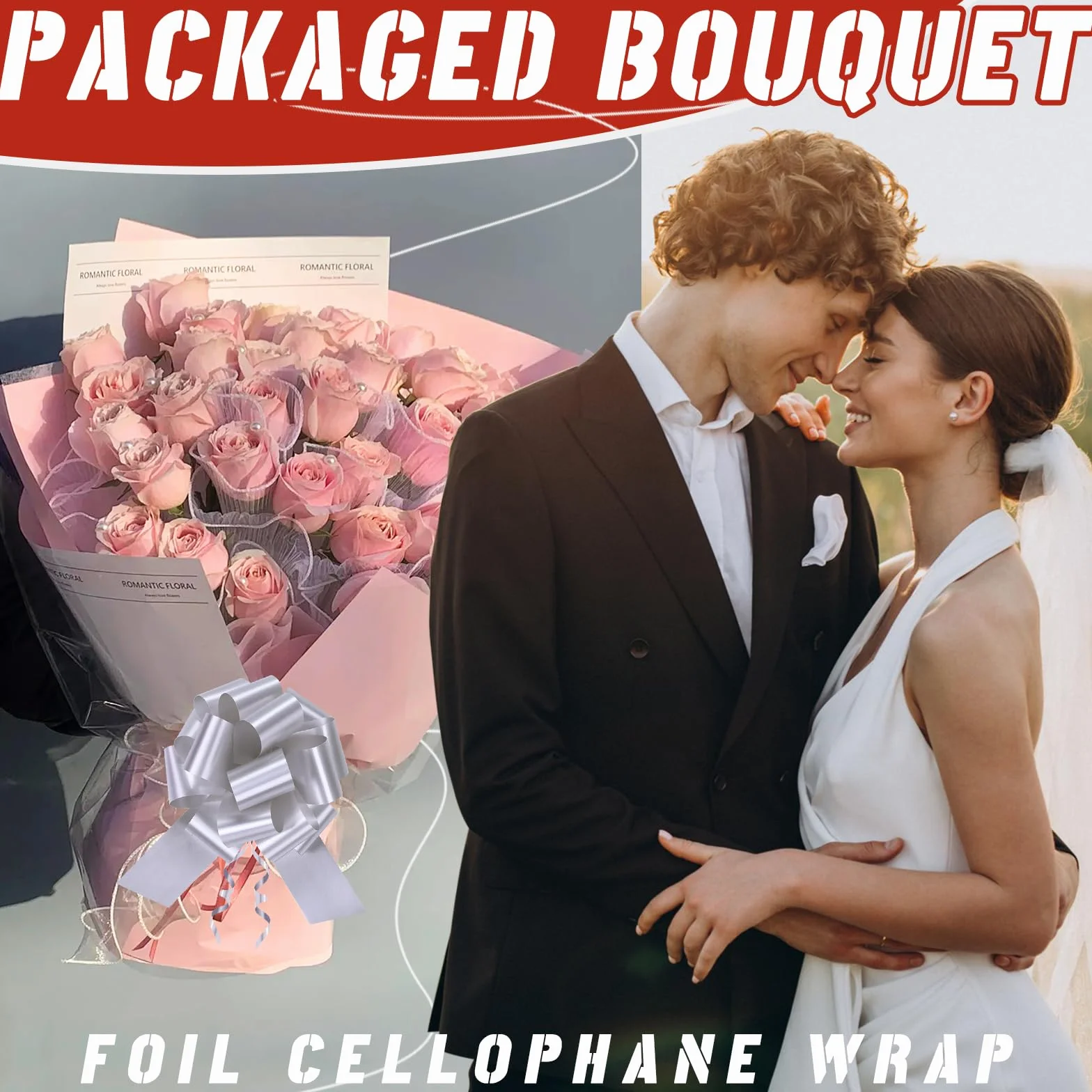 GXFCING Set di Sacchetti Grandi in Cellophane per Cesti Regalo, Inclusi 6 Sacchetti di Plastica da 100 x 70 cm e 6 Fiocchi e Lacci, Sacchetti di Carta Trasparenti per Cesti e Bouquet
