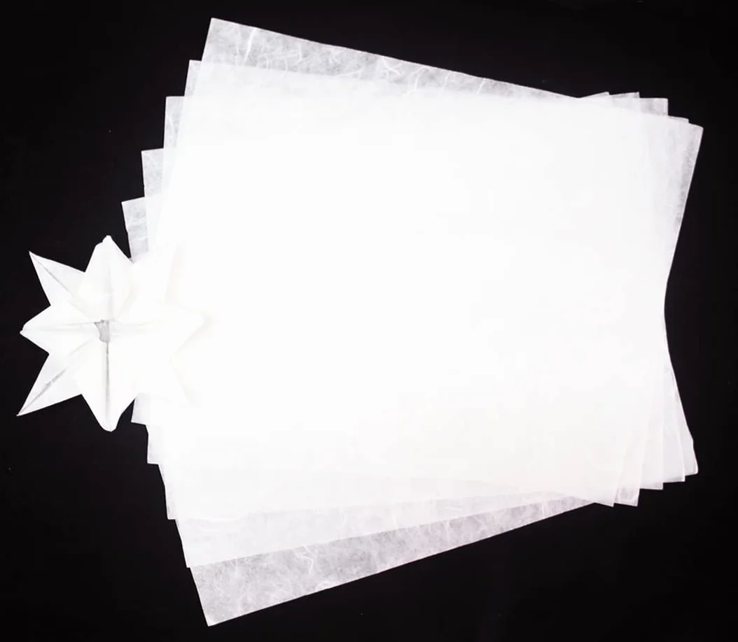 Fogli di carta di gelso bianco per origami, design artigianale, tessuti per washi, per la creazione di biglietti e decoupage su vetro (21,6 x 27,9 cm) (25 fogli)