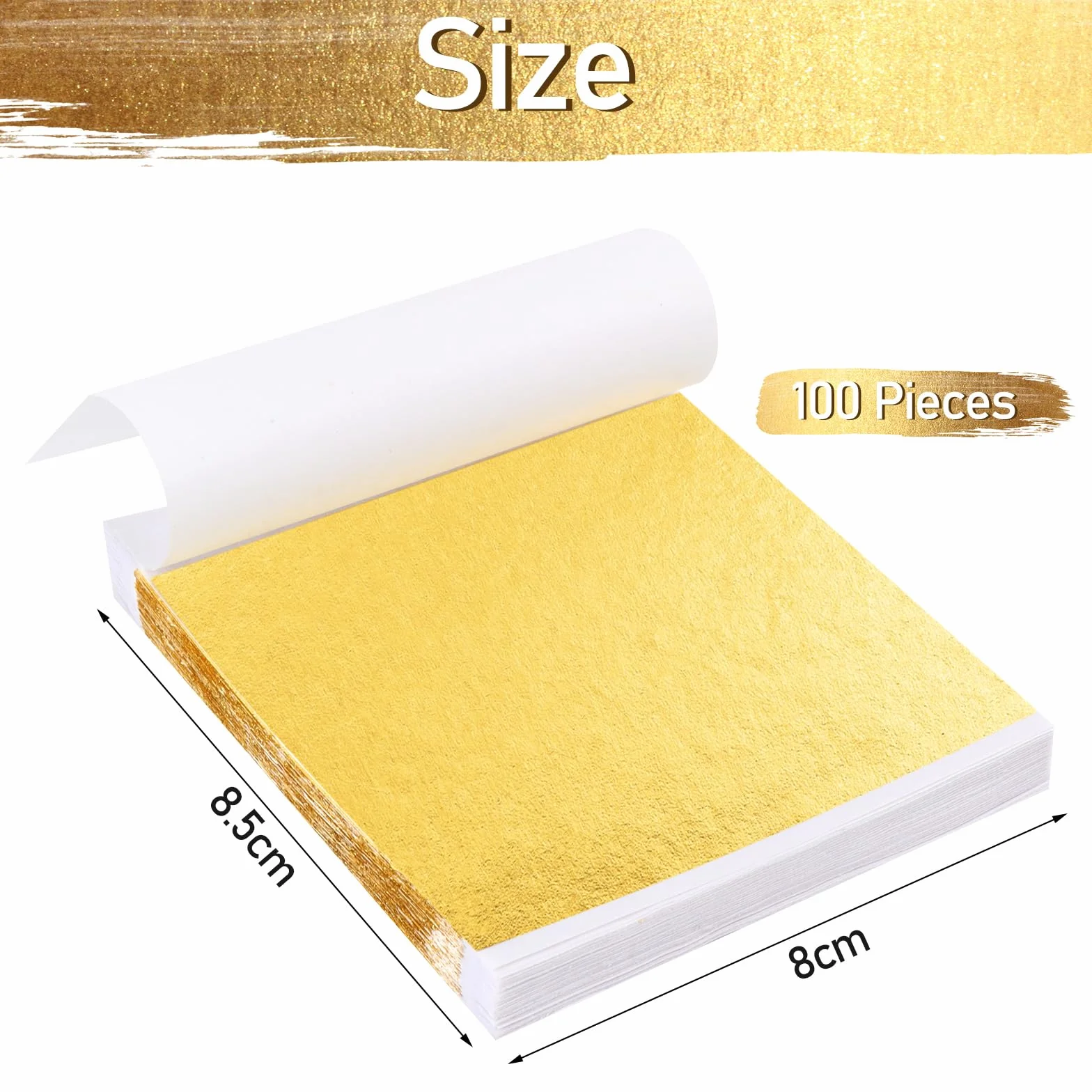 UKOFEW Fogli di Foglia Oro,100 Pezzi Foglia D'oro Imitazione,Lamina D'oro per Doratura,8cm x 8,5cm,Ideali per Doratura, Artigianato, Progetti Artistici e Decorazioni