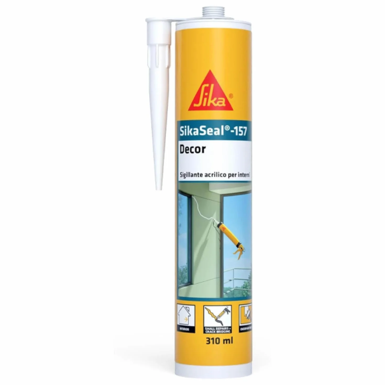 SIKA - Sigillante acrilico per interni - SikaSeal-157, Bianco - Ripara crepe, battiscopa e infissi con un tocco - Facilissimo da usare e sovraverniciare - 310ml