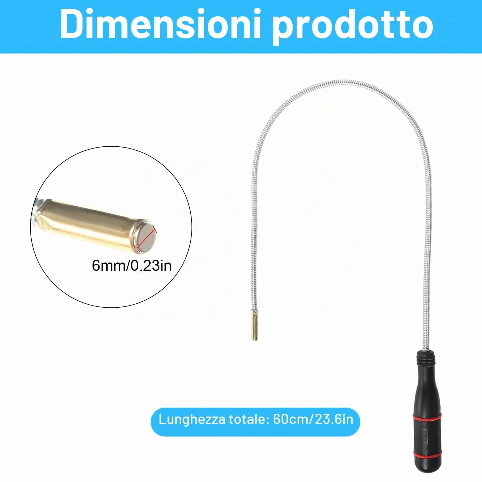 60CM Calamita Telescopica Sollevatore, Pinza magnetica Pieghevole Portatile, Forte Magnete a Barra Flessibile per la Raccolta di Piccole Parti Oggetti in Metallo