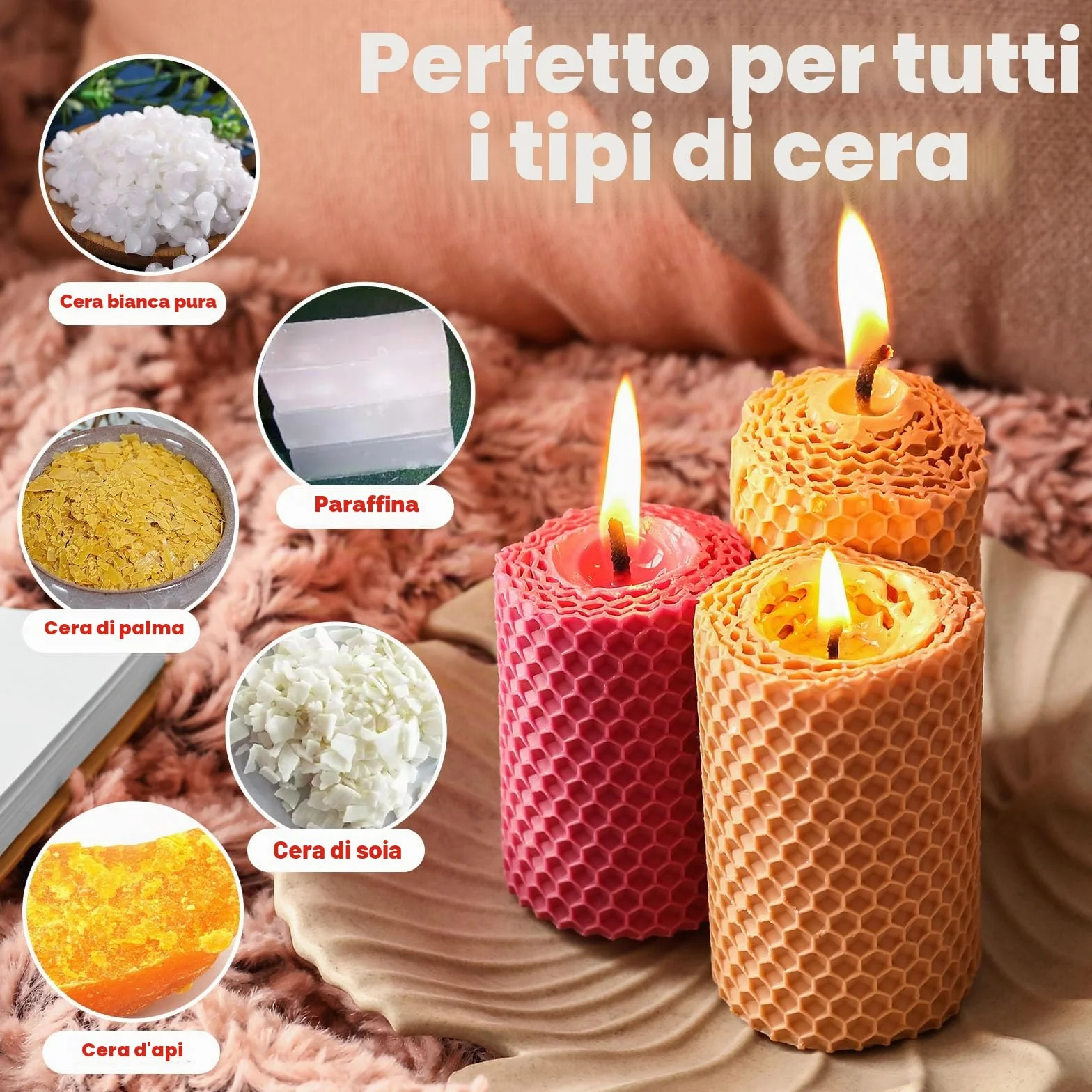 Coloranti per Candele 20 Colori x 5 g, Fai Da Te per Cera Di Soia, d'Api, Di Palma, con Stoppino Da 20 Pezzi